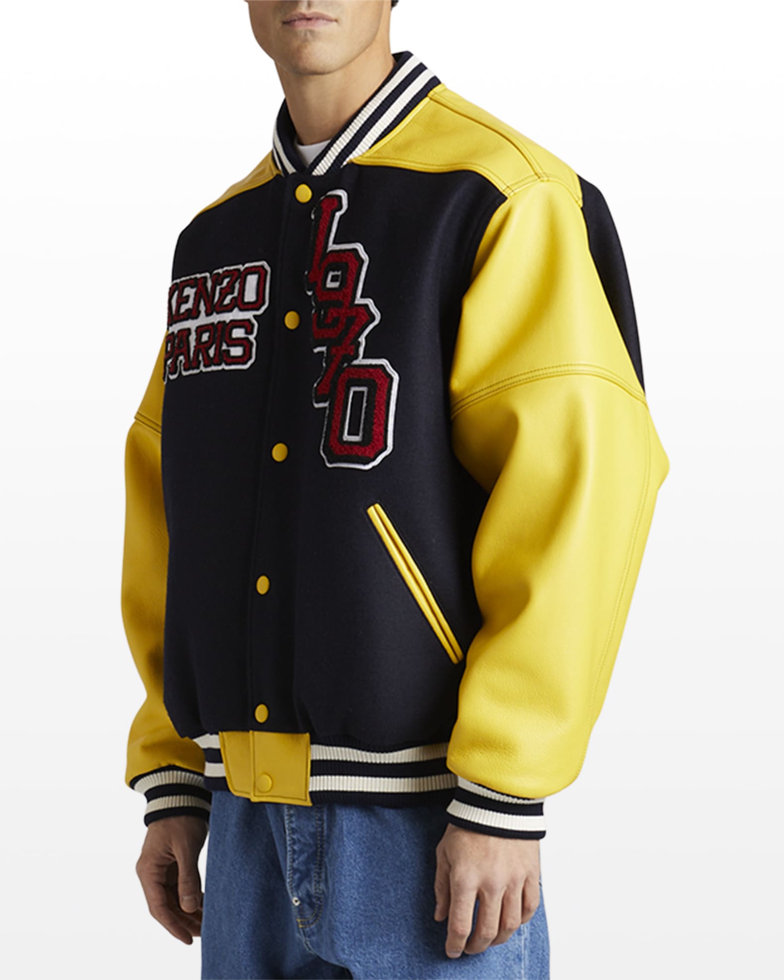 Kenzo Men's MultiLogo Varsity Jacket Neiman Marcus