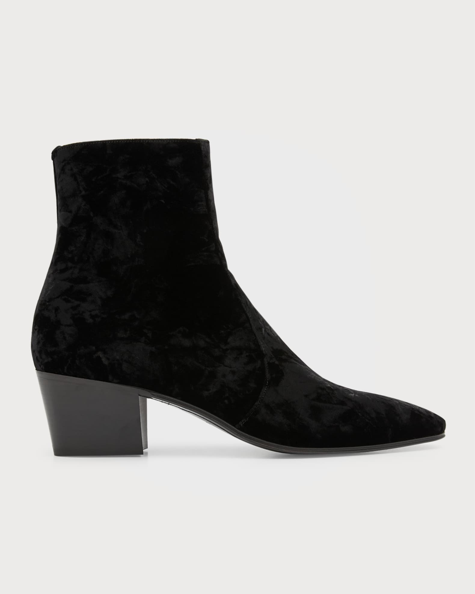 Saint Laurent Men's Vassili Velvet Zip Ankle Boots | Neiman Marcus