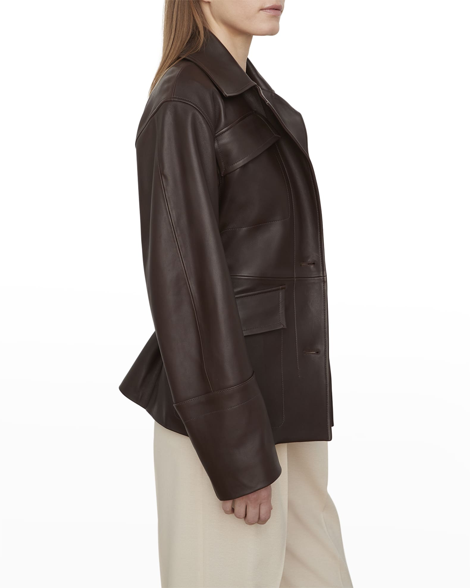 Vince Belted Leather Safari Jacket | Neiman Marcus