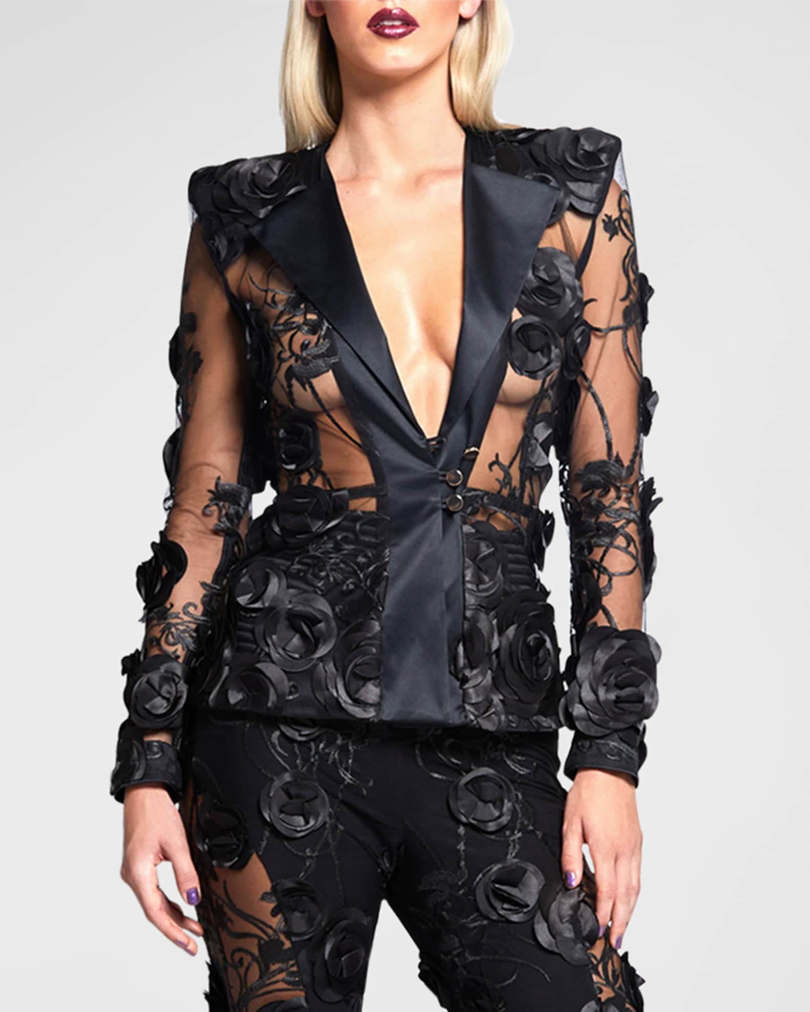 ZHIVAGO The Verdict Sheer Floral Mesh Jacket Neiman Marcus