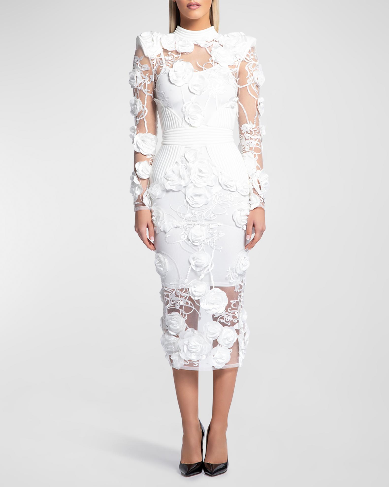 battle lines floral-embellished vendetta dress Zhivago Women's Battle Lines Floral Vendetta Minidress - White