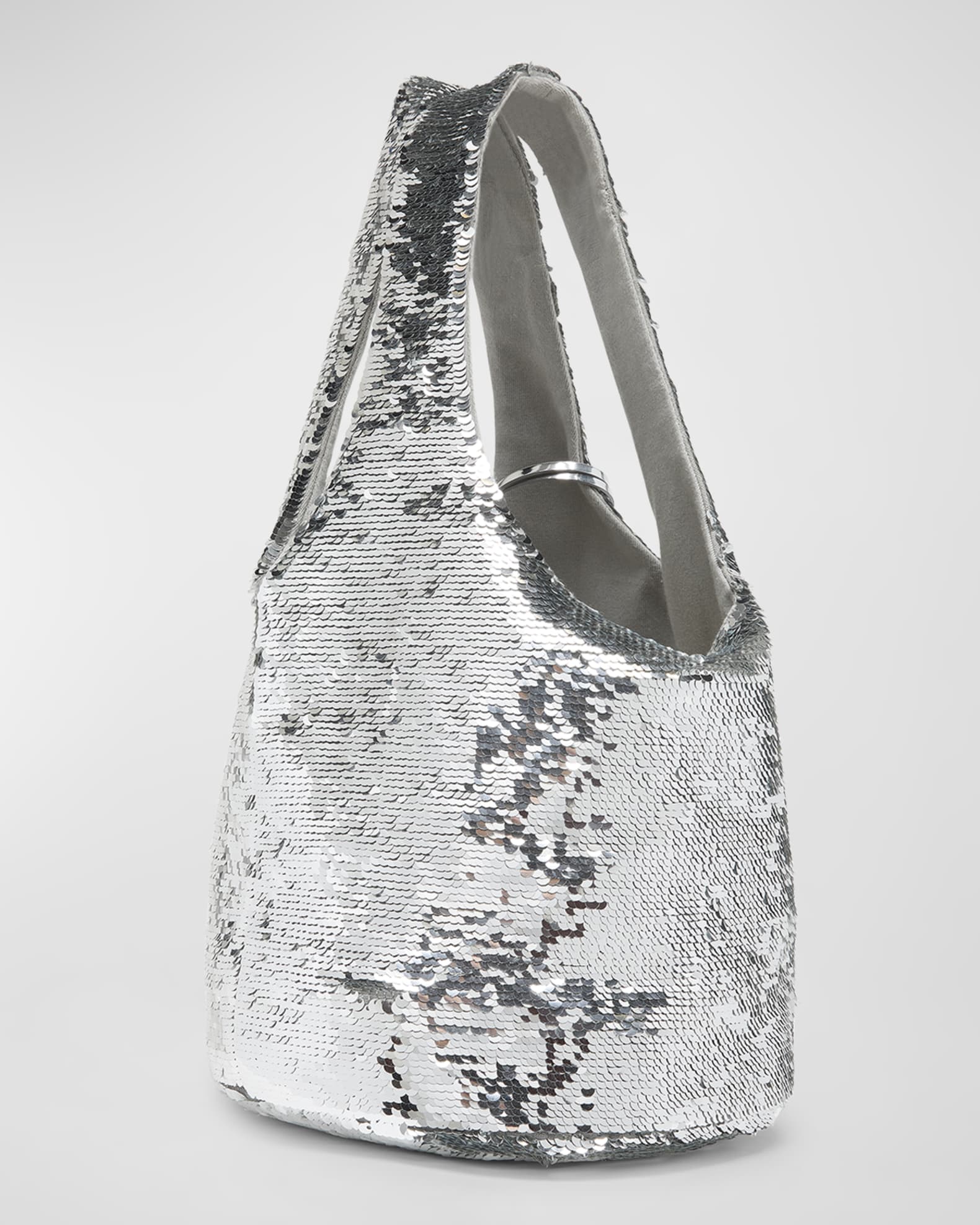 【送料&関税込】J.W. Anderson Sequin Shoulder Bag In Grey Po Mini sequined tote bag in grey - JW Anderson | Mytheresa