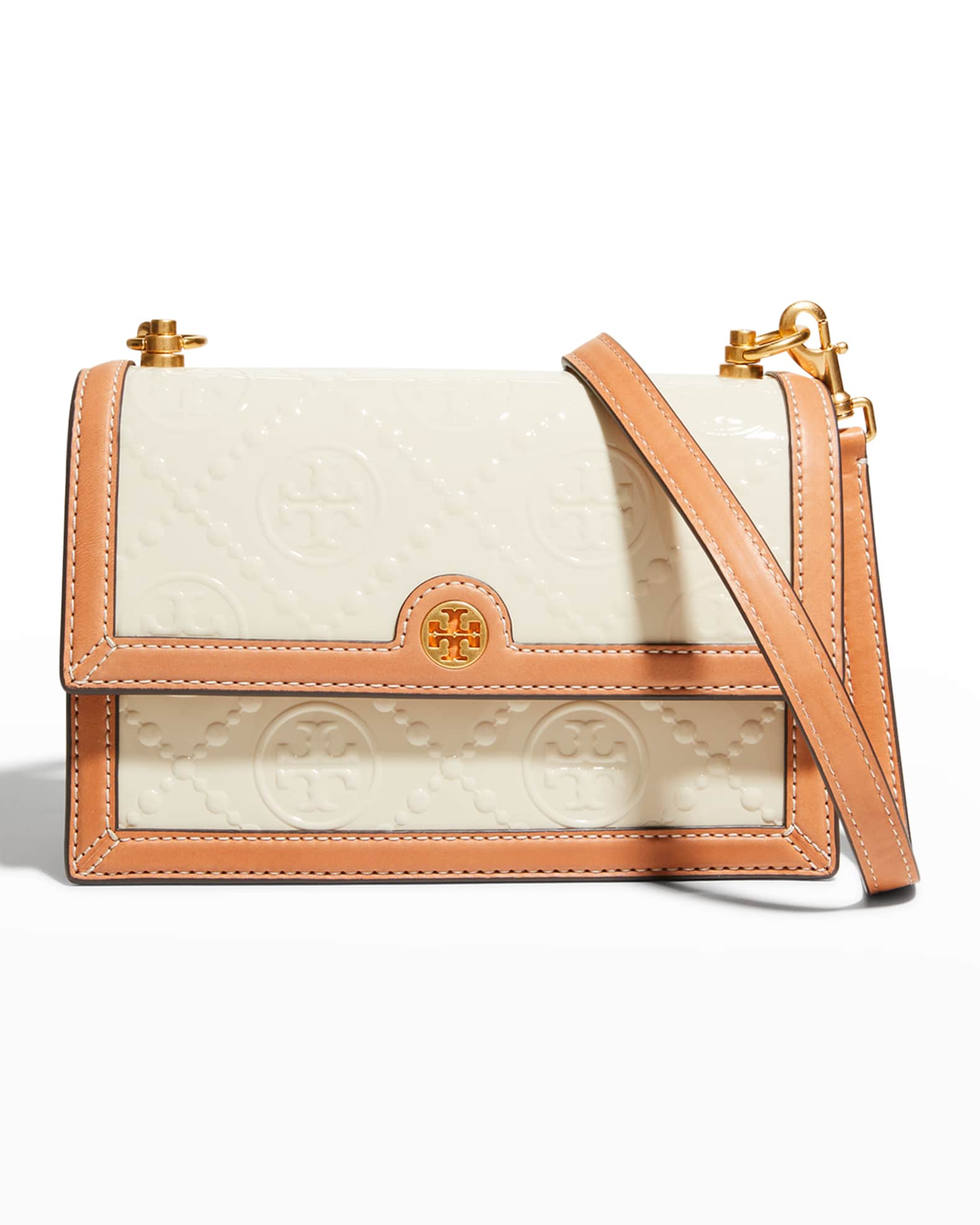 Tory Burch T Monogram Patent Embossed Small Shoulder Bag Neiman Marcus