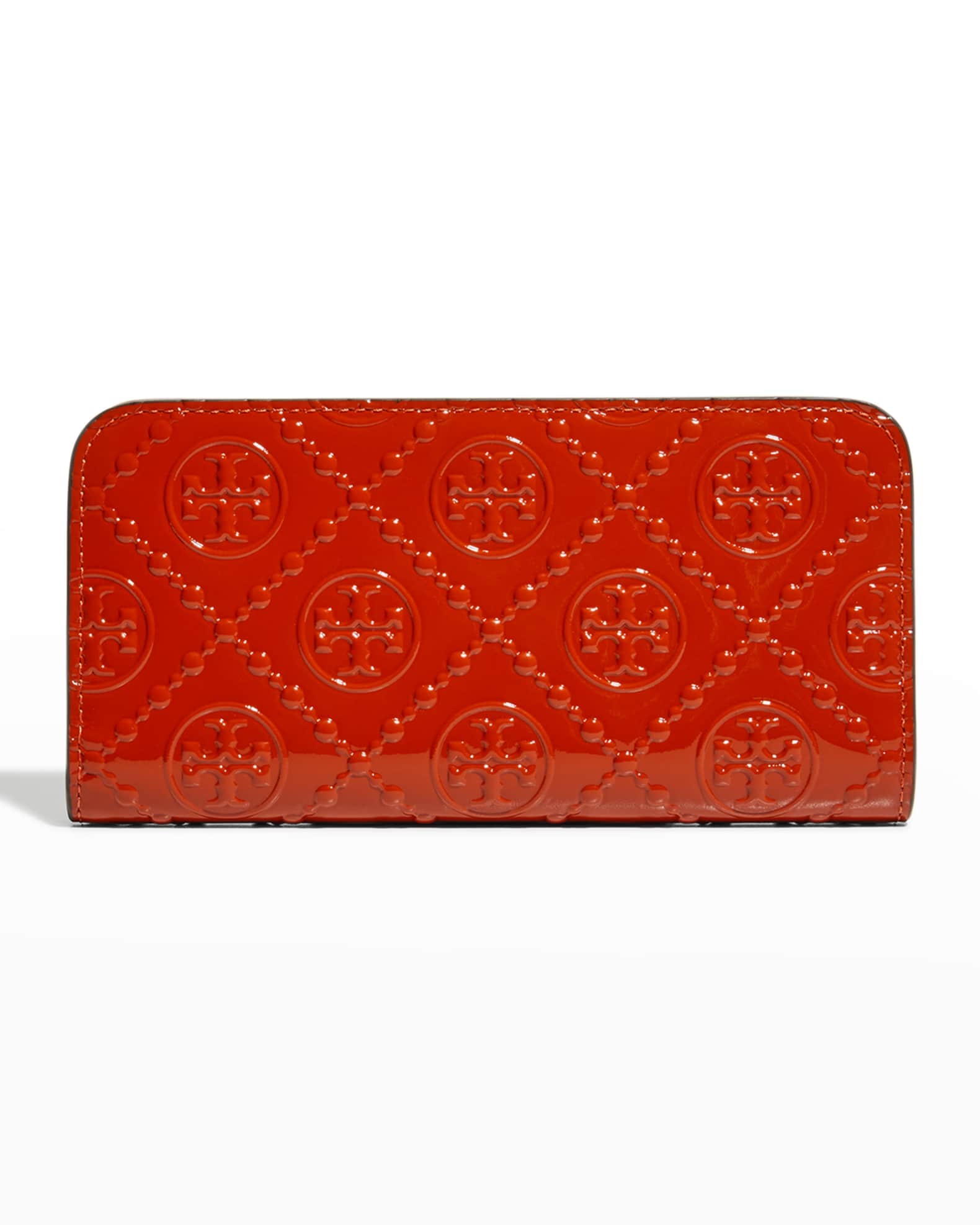 Tory Burch T Monogram Patent Leather Slim Wallet Neiman Marcus