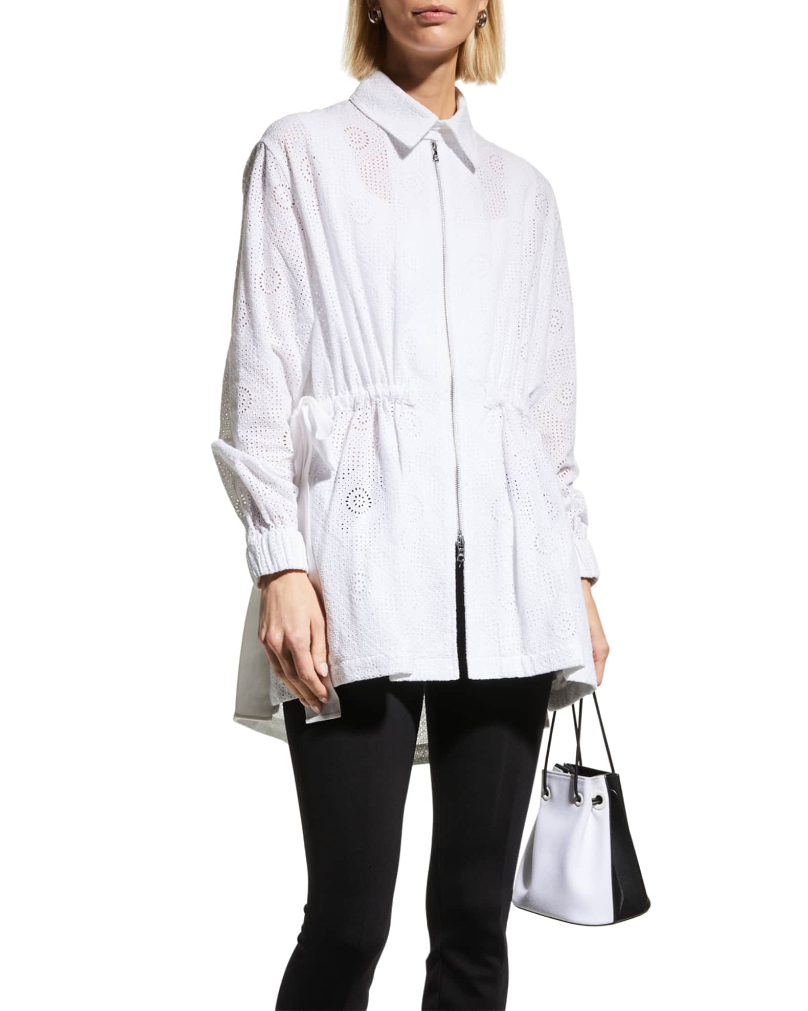 Adam Lippes Cotton Eyelet Drawstring Anorak | Neiman Marcus