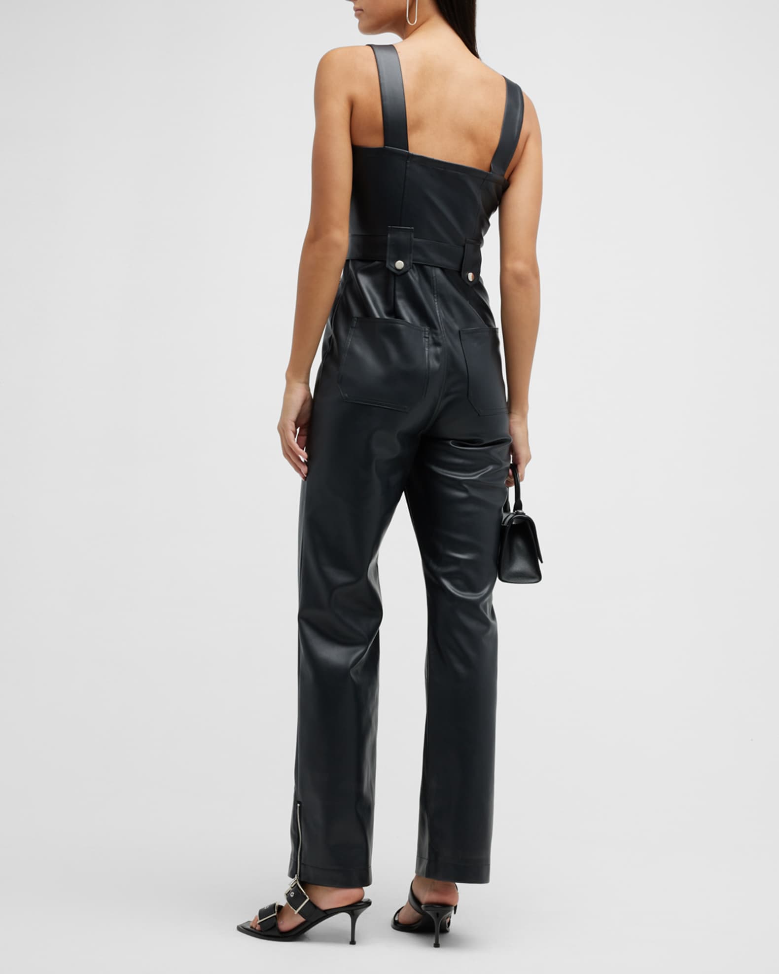 We Wore What Vegan Leather Moto Jumpsuit Neiman Marcus