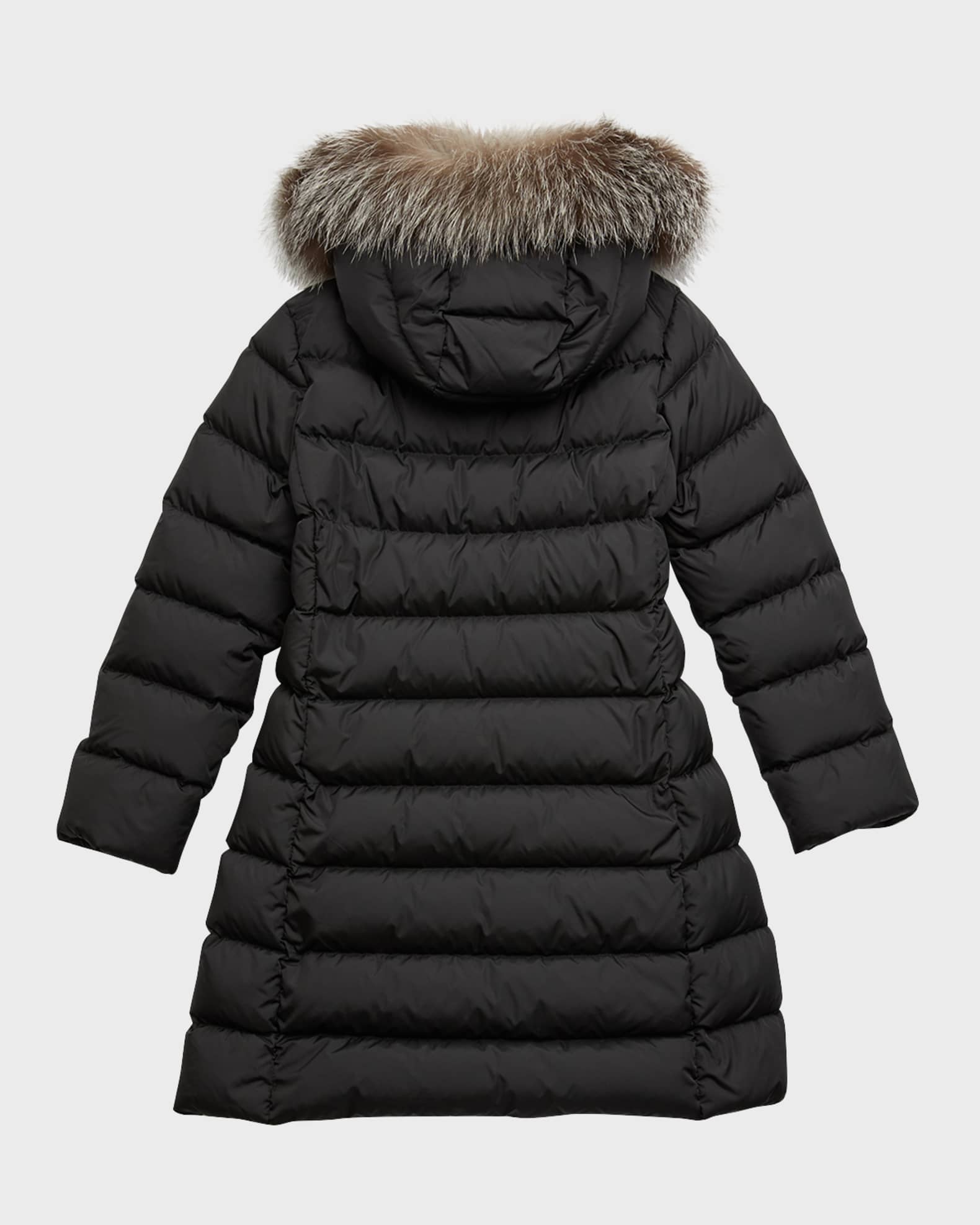 Moncler Girl's Abelle Long Coat W/ Fur, Size 8-14 | Neiman Marcus