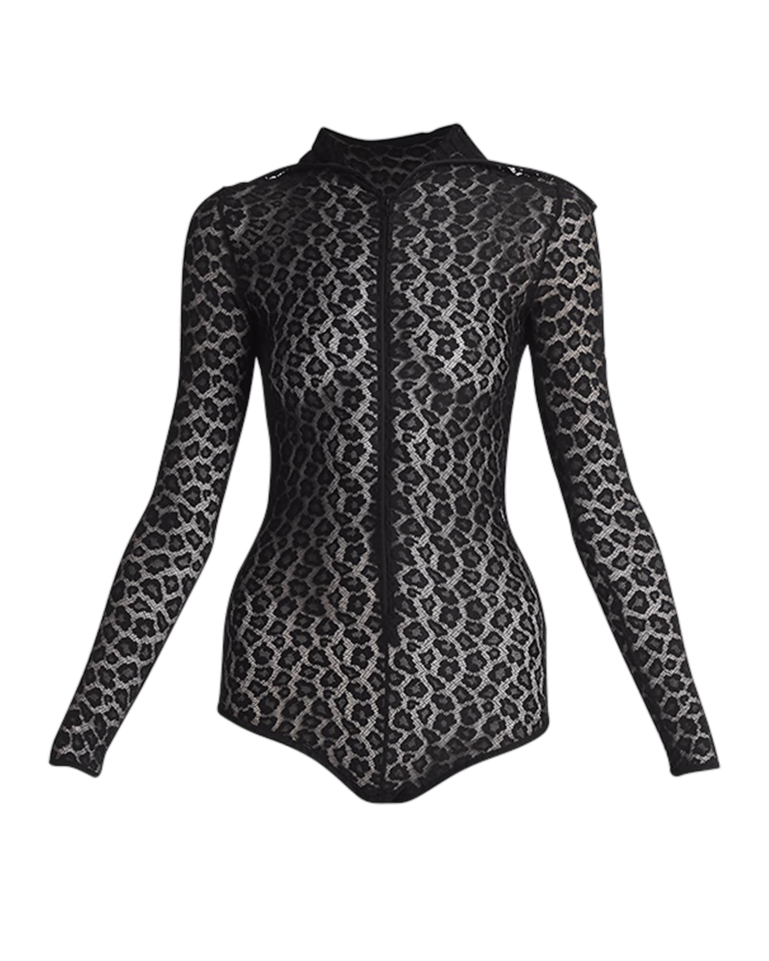 Leopard Print Zip Bodysuit main image 0