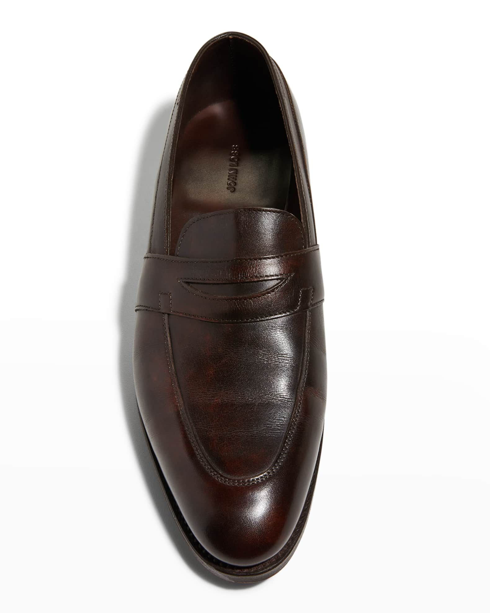 John Lobb Men's Adley Leather Penny Loafers | Neiman Marcus