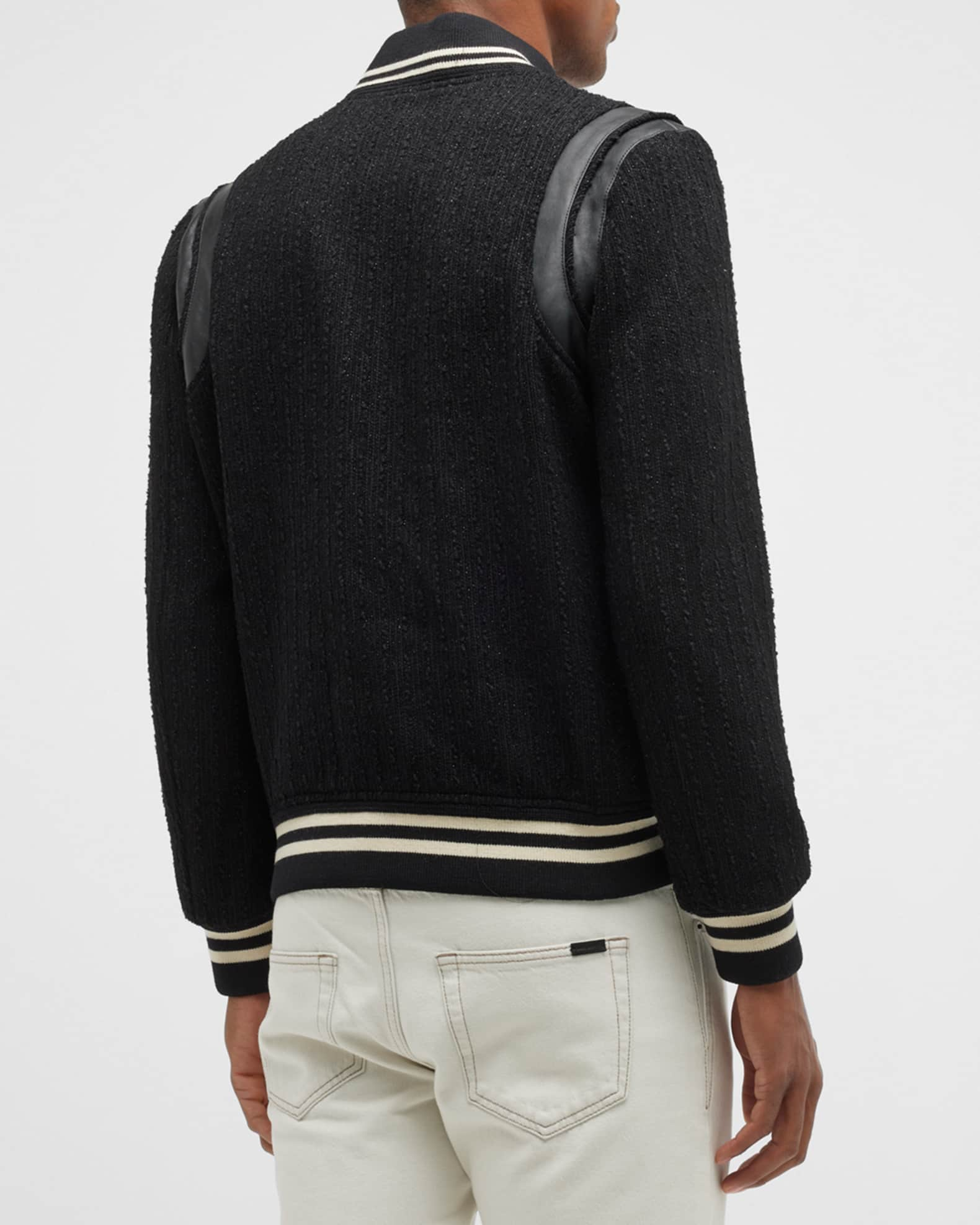 Saint Laurent Men's Lurex Leather-Trim Teddy Jacket