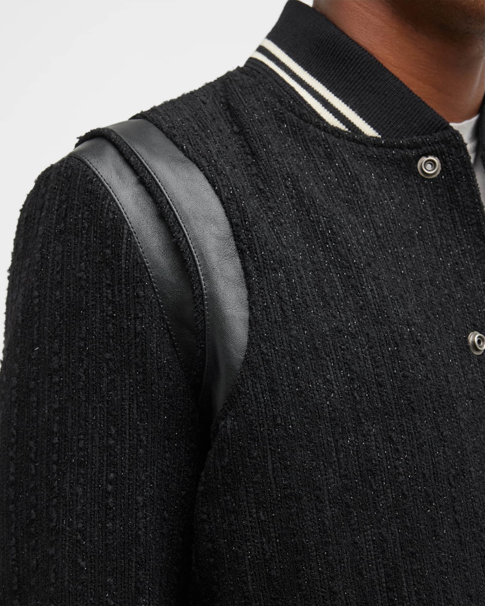 Saint Laurent Men's Lurex Leather-Trim Teddy Jacket | Neiman Marcus