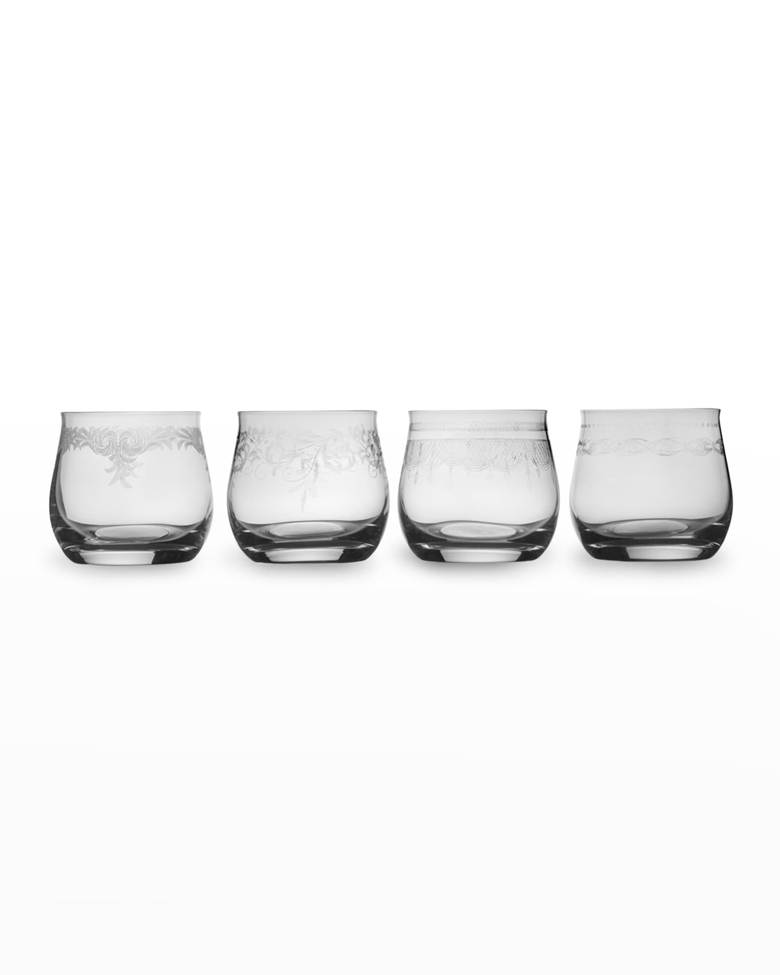 Mikasa Gail Optic Set of 4 Double Old-Fashioned Glasses