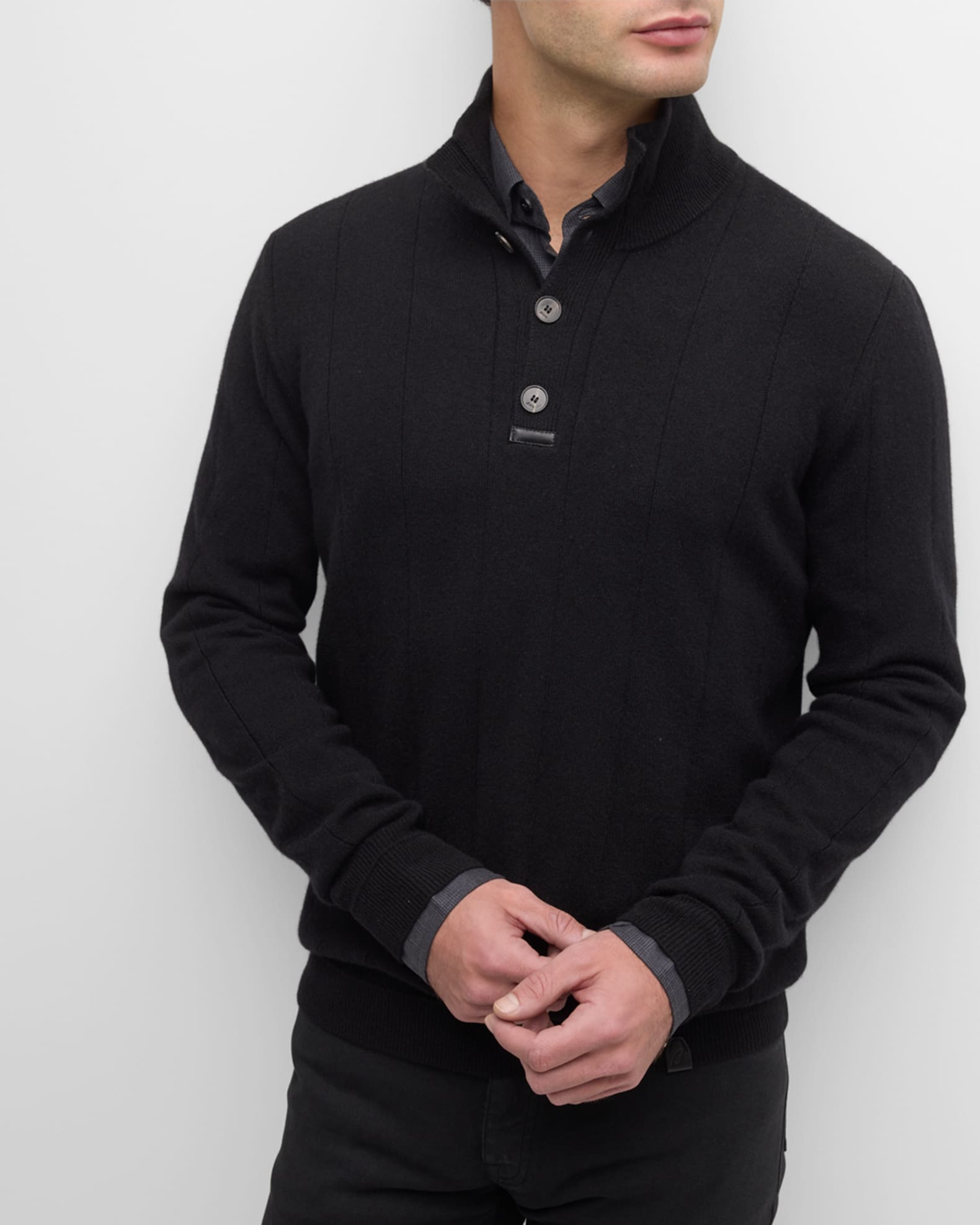 Brioni Men's Mock Neck Cashmere Sweater | Neiman Marcus