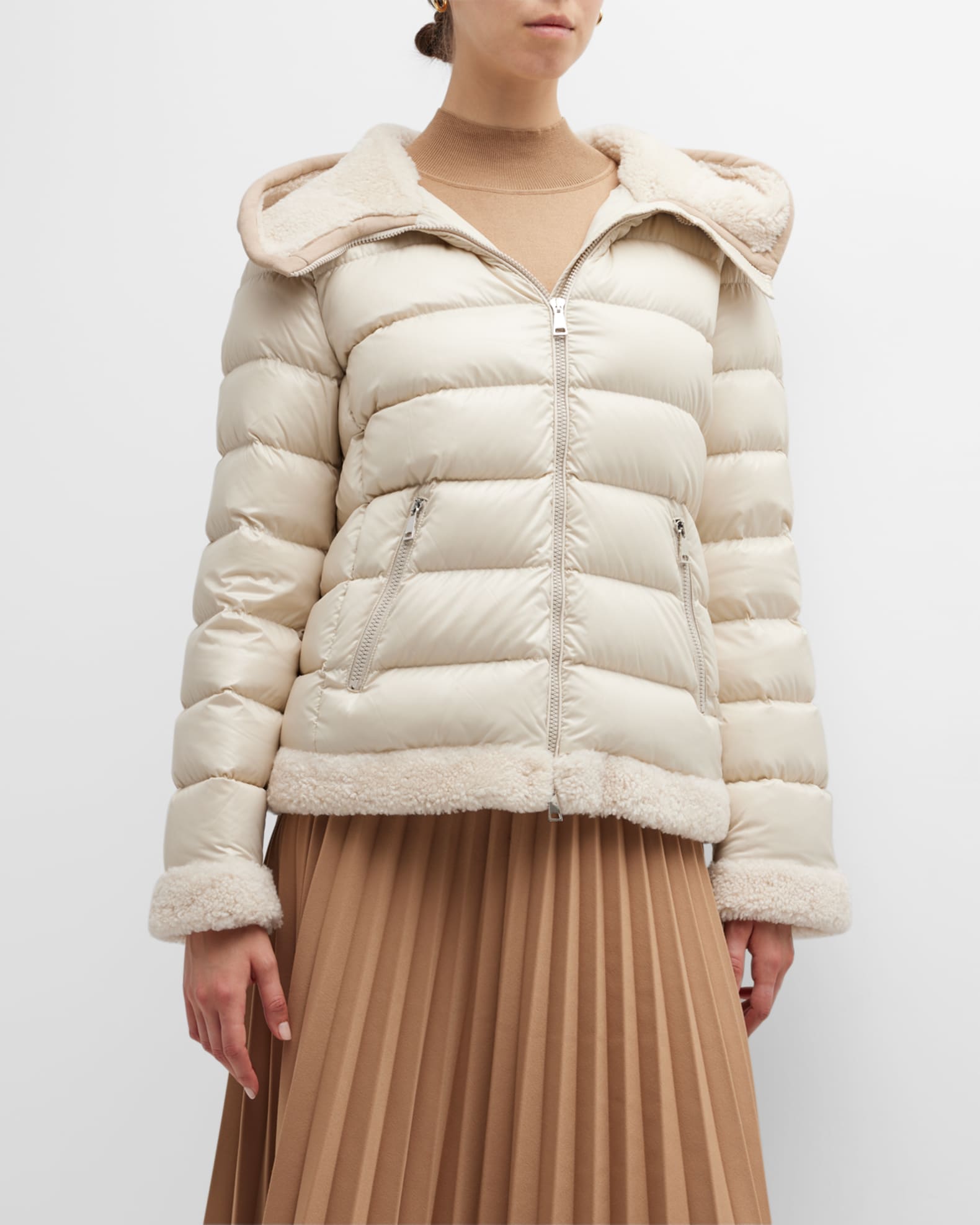 Moncler Guichard Shearling-Lined Puffer Jacket | Neiman Marcus