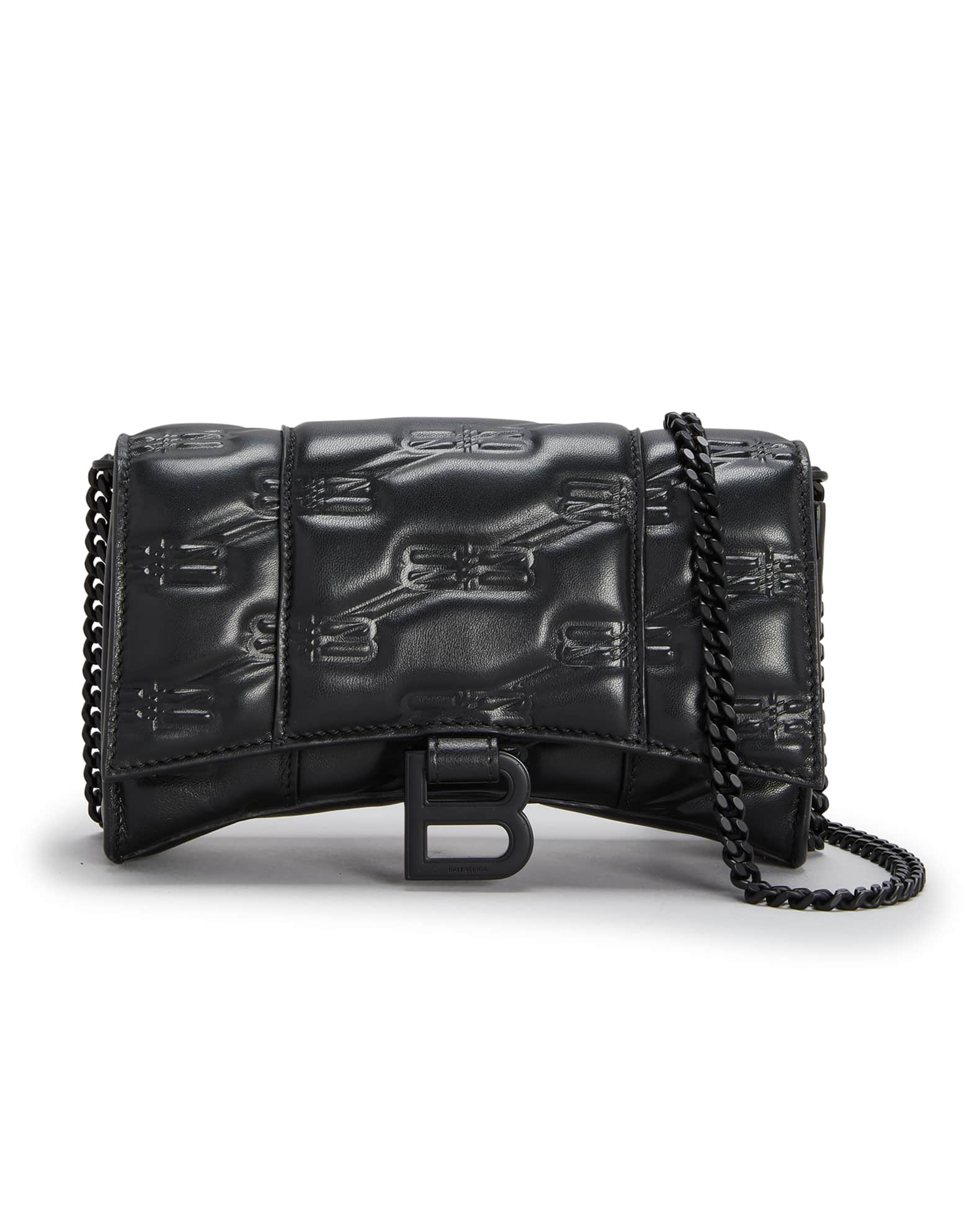 Balenciaga Monogram-Embossed Wallet on Chain | Neiman Marcus