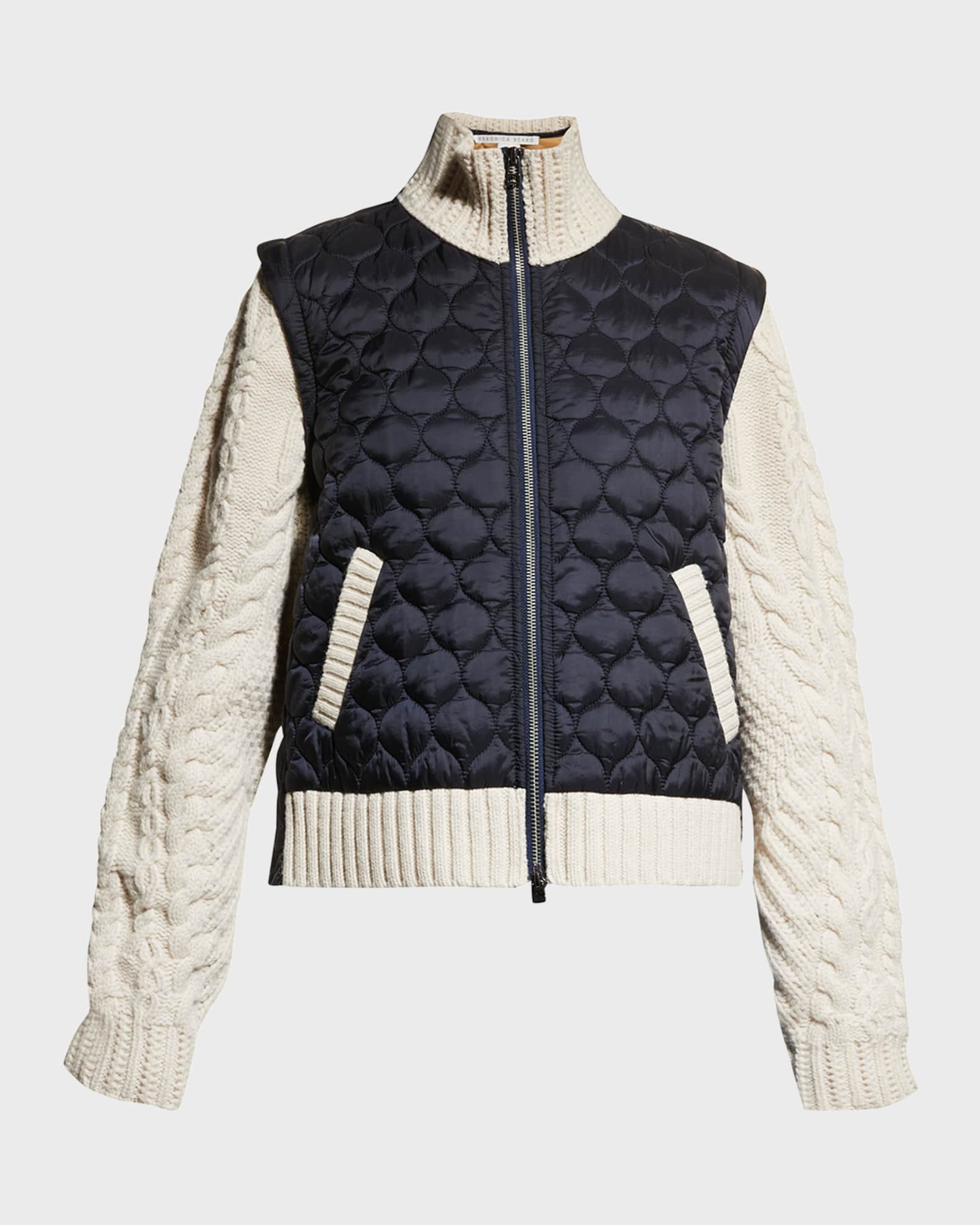 Veronica Beard Patra MixedMedia Quilted CableKnit Jacket Neiman Marcus