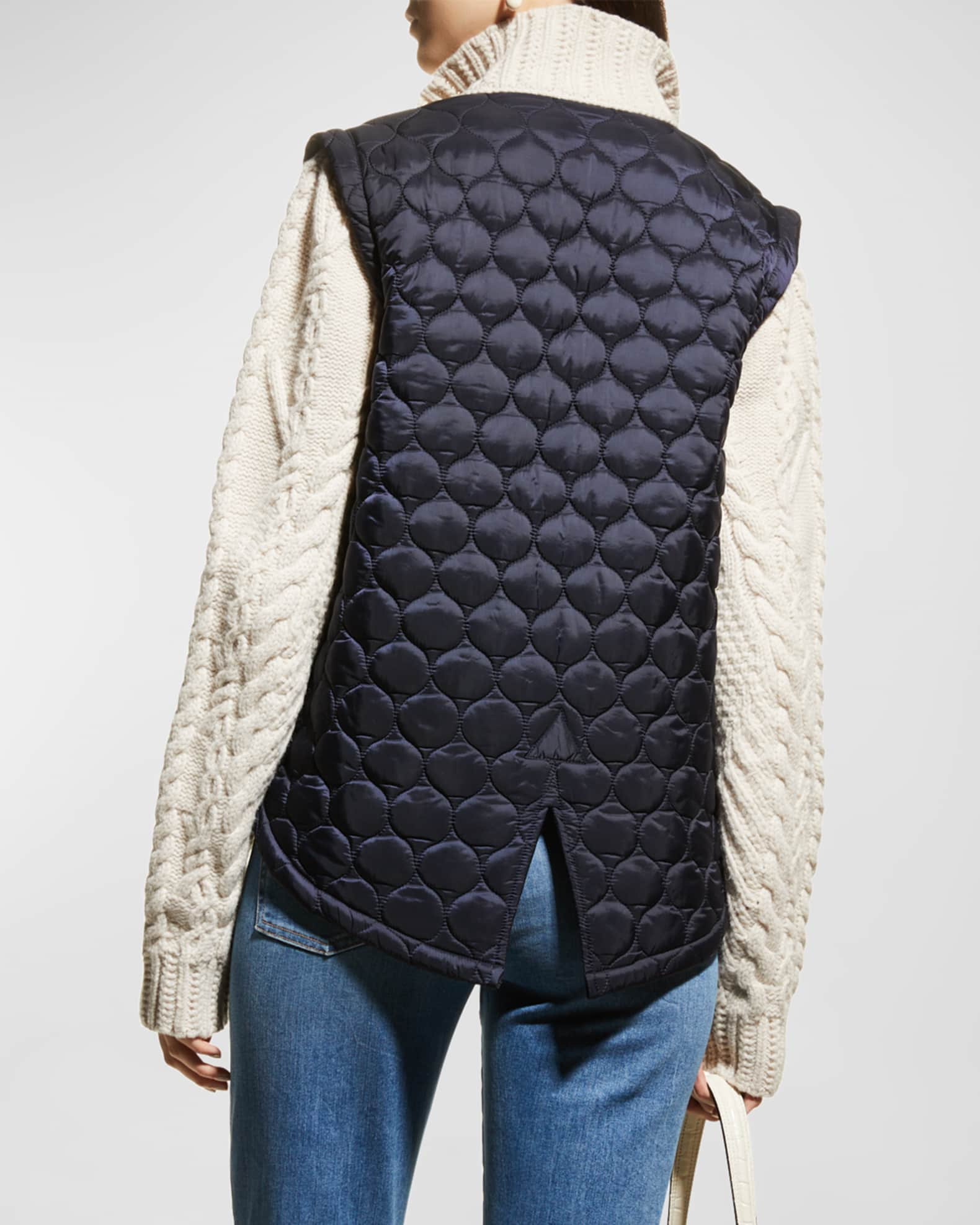 Veronica Beard Patra MixedMedia Quilted CableKnit Jacket Neiman Marcus