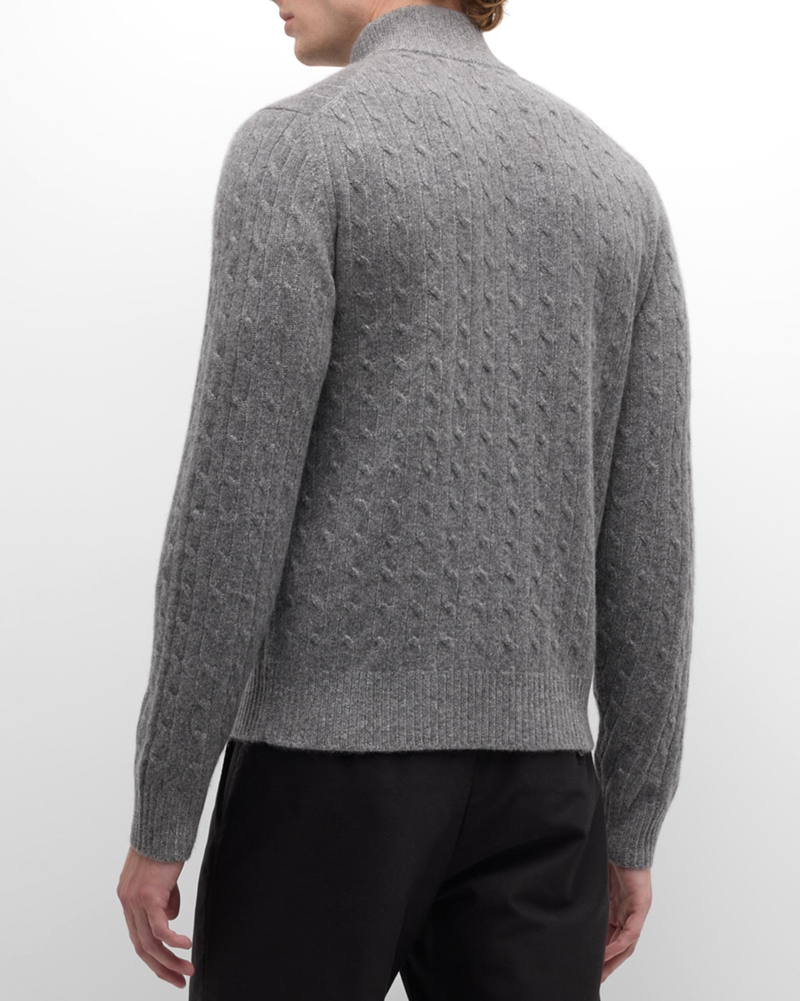 Neiman Marcus Men's Cable-Knit Cashmere Full-Zip Sweater | Neiman Marcus