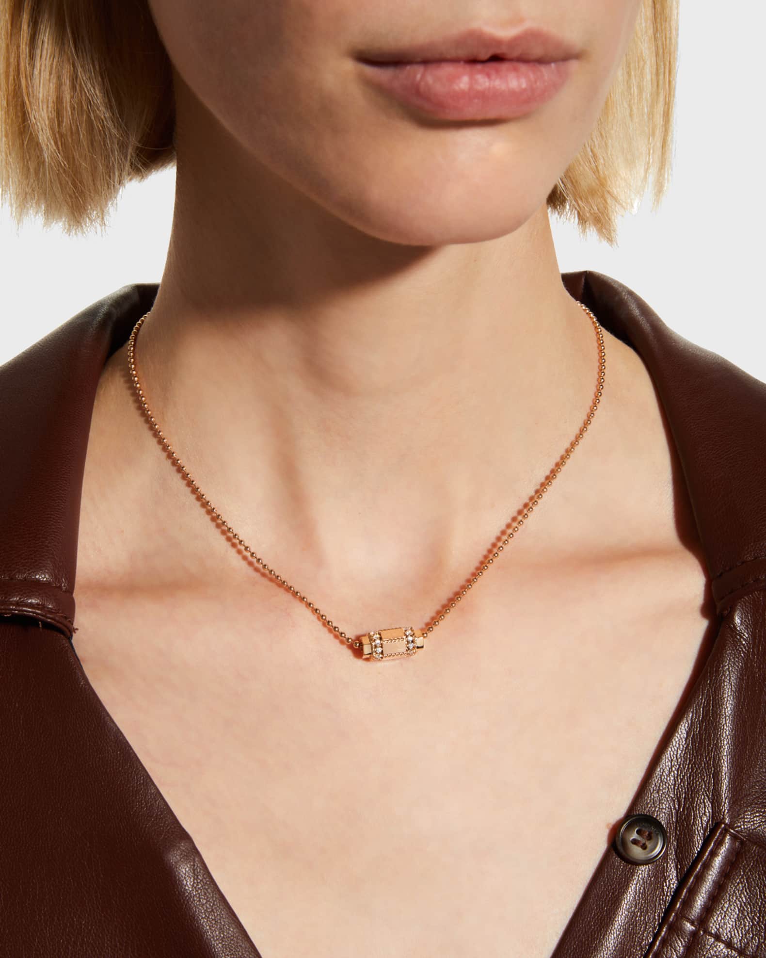 18k Rose Gold Pendant Necklace w/ Diamonds 1