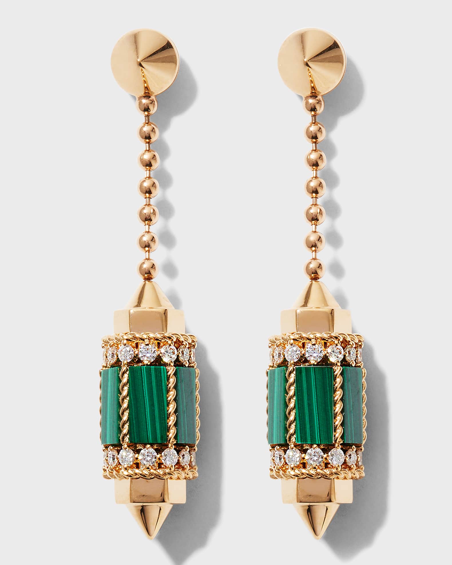 Roberto Coin 18k Rose Gold Diamond & Malachite Drop Earrings