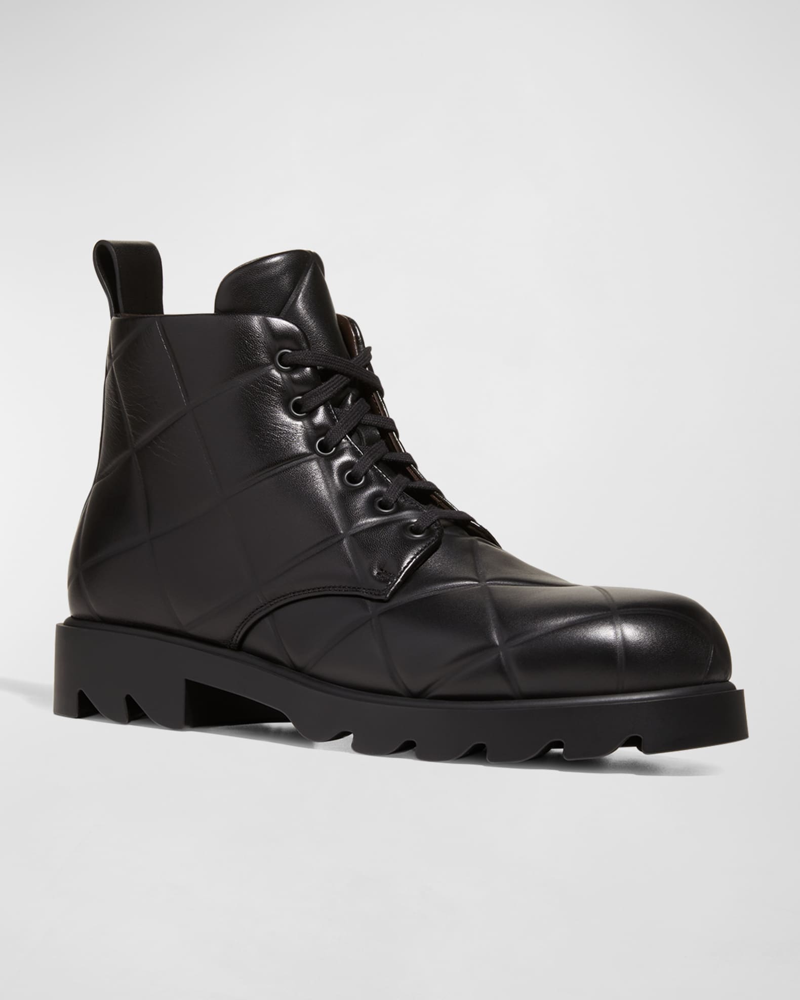 Bottega Men's Strut Padded Leather Combat Boots Neiman Marcus