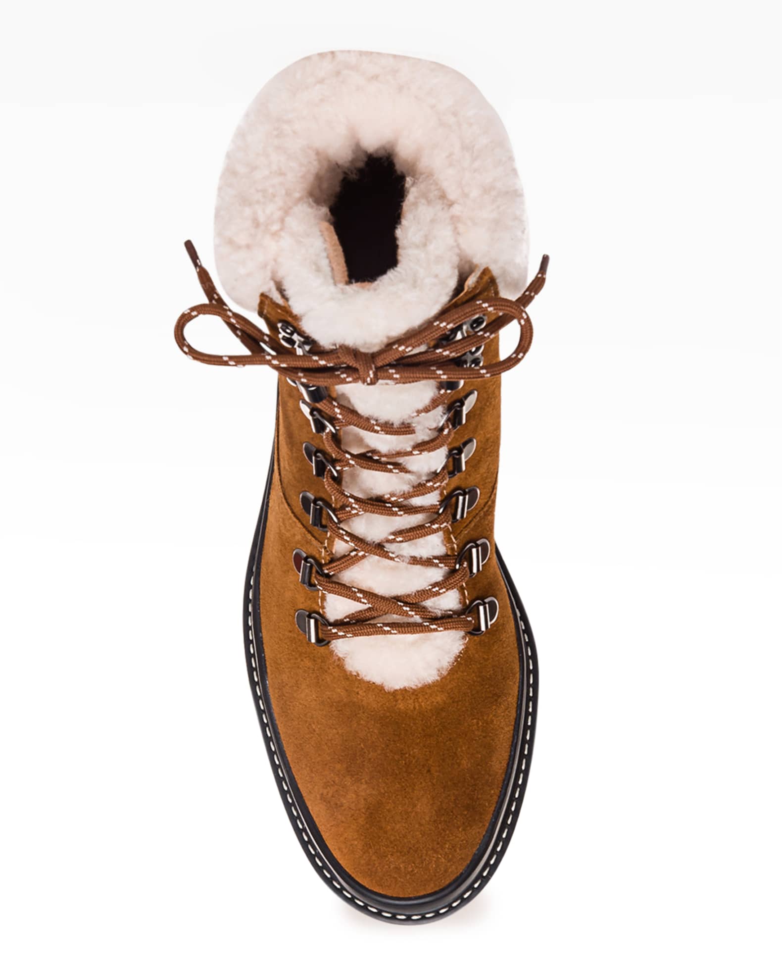 Bernardo Dash Suede Shearling Lace-Up Boots | Neiman Marcus