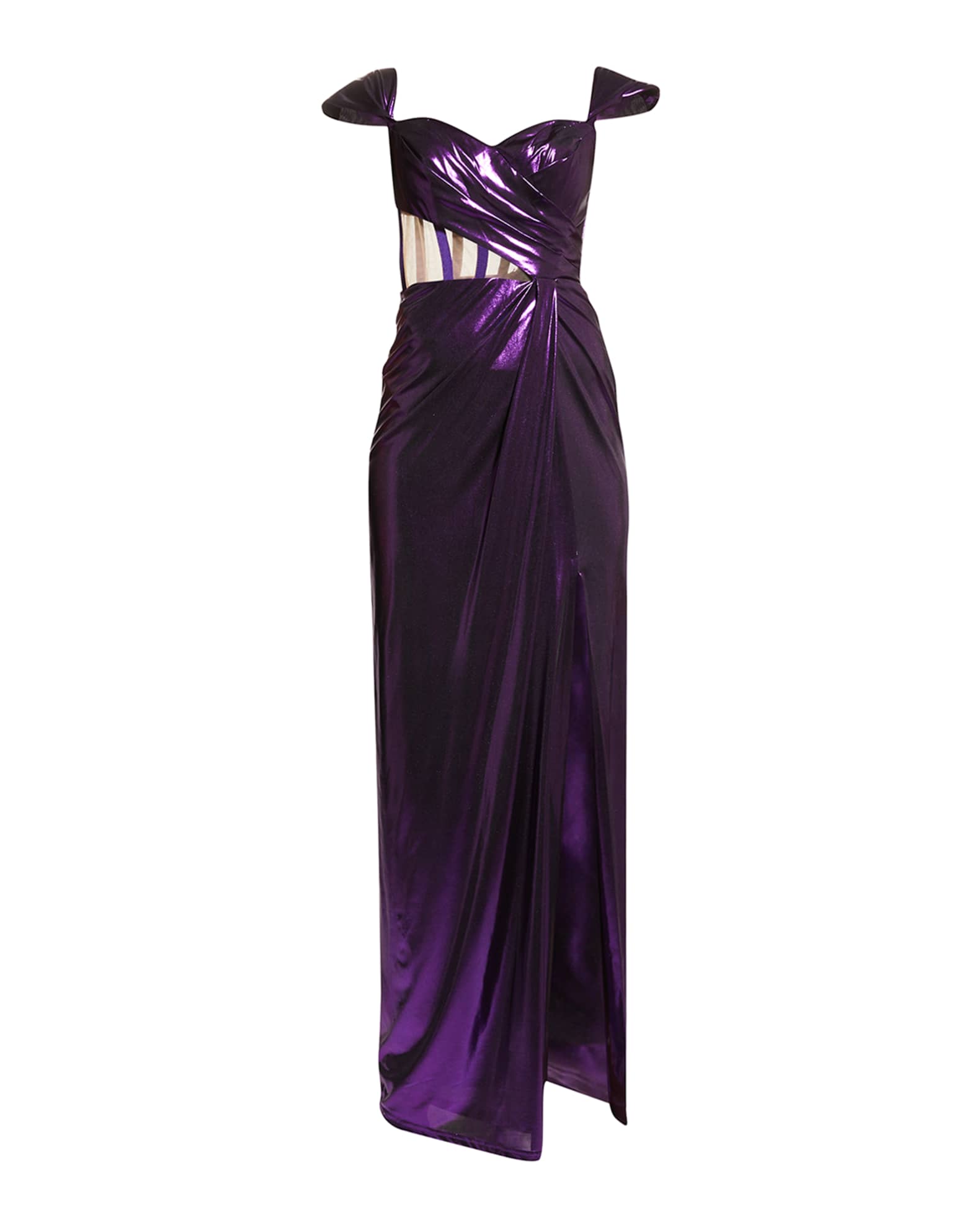 Marchesa Notte Draped Lame Sweetheart Gown | Neiman Marcus