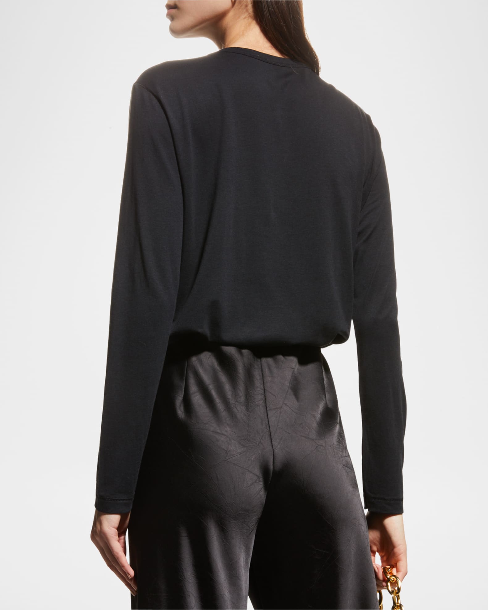 Majestic Lyocell Cotton Semi Relaxed Short Sleeve Crewneck in Noir
