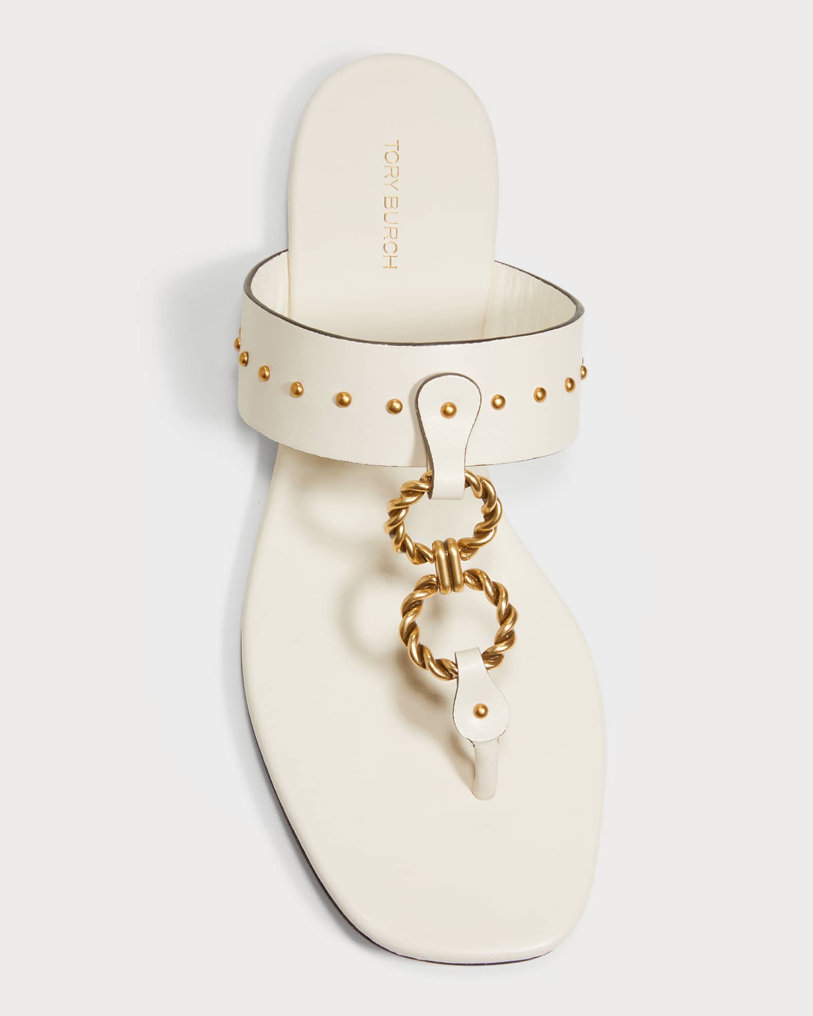 Tory Burch Chain T-Strap Leather Thong Sandals | Neiman Marcus