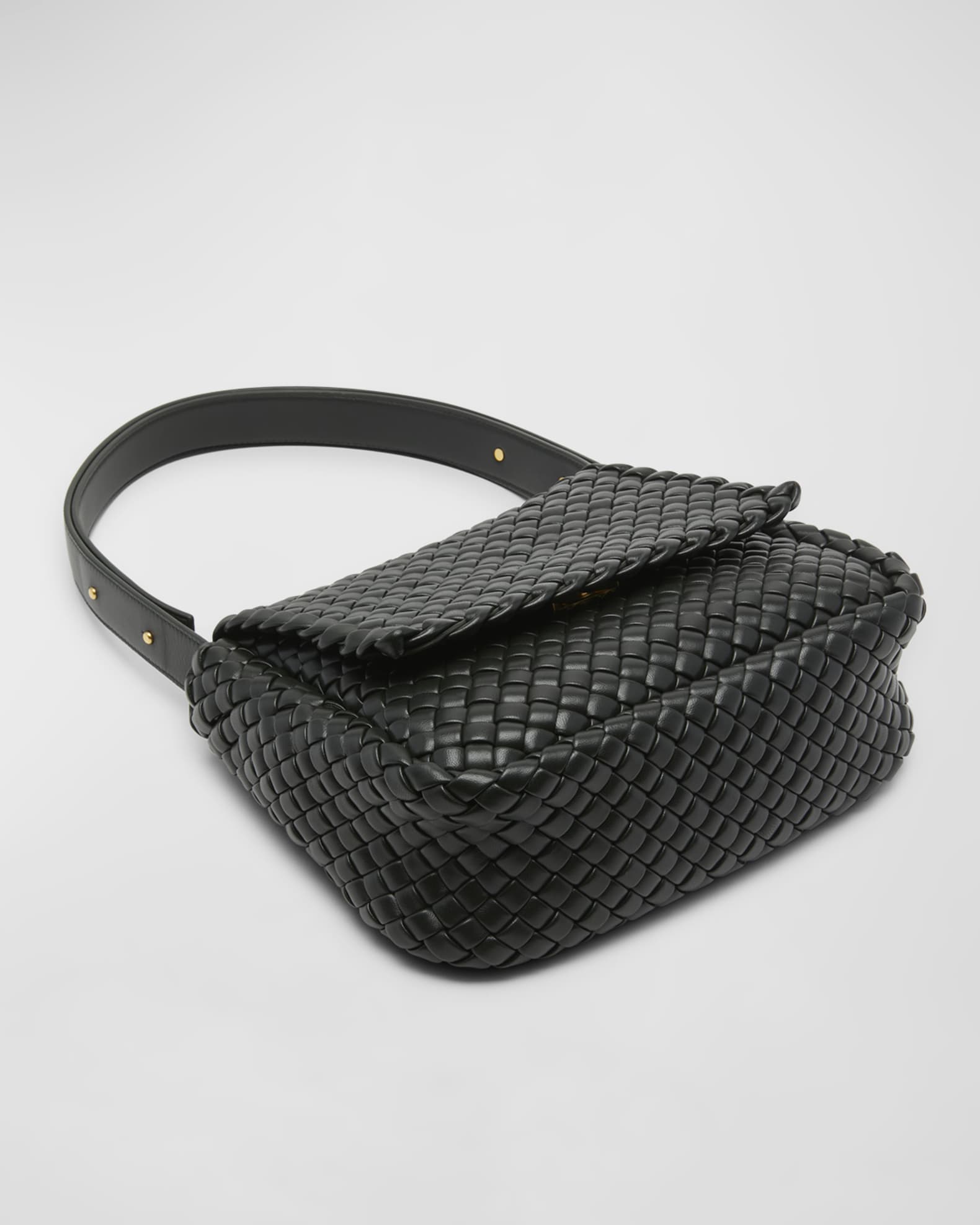 Bottega Veneta - Small Cobble Thunder Woven Leather Shoulder Bag