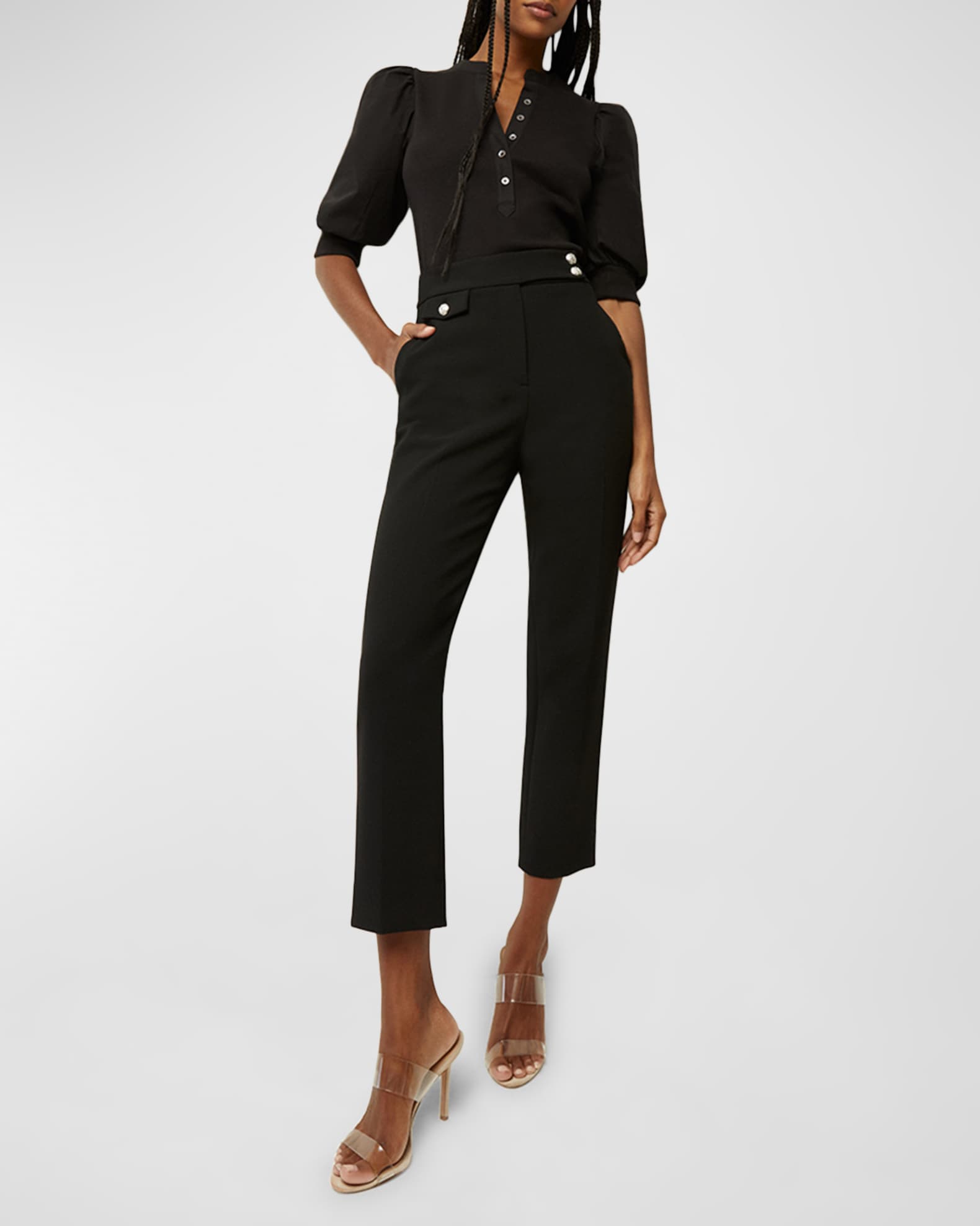 Coralee Puff Sleeve Button-Front Top 1