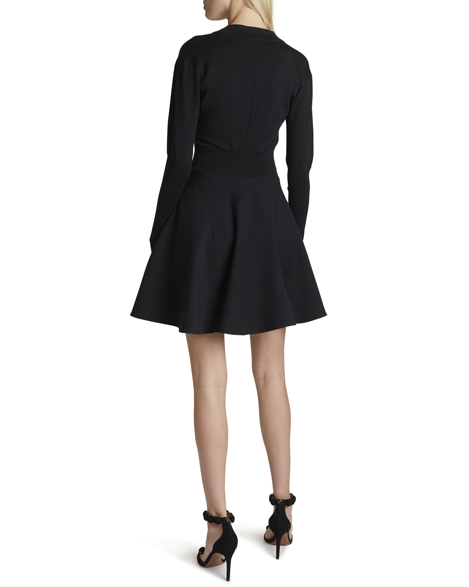 ALAIA ButtonFront LongSleeve Mini Dress Neiman Marcus