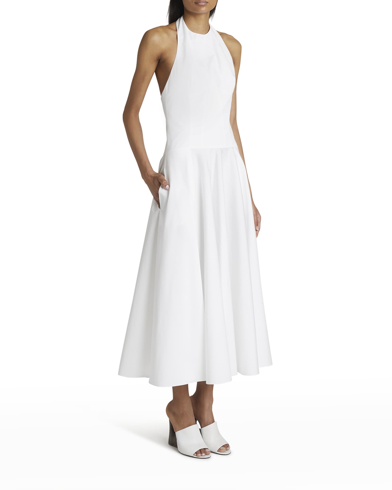 ALAIA DroppedWaist Halter Midi Dress Neiman Marcus