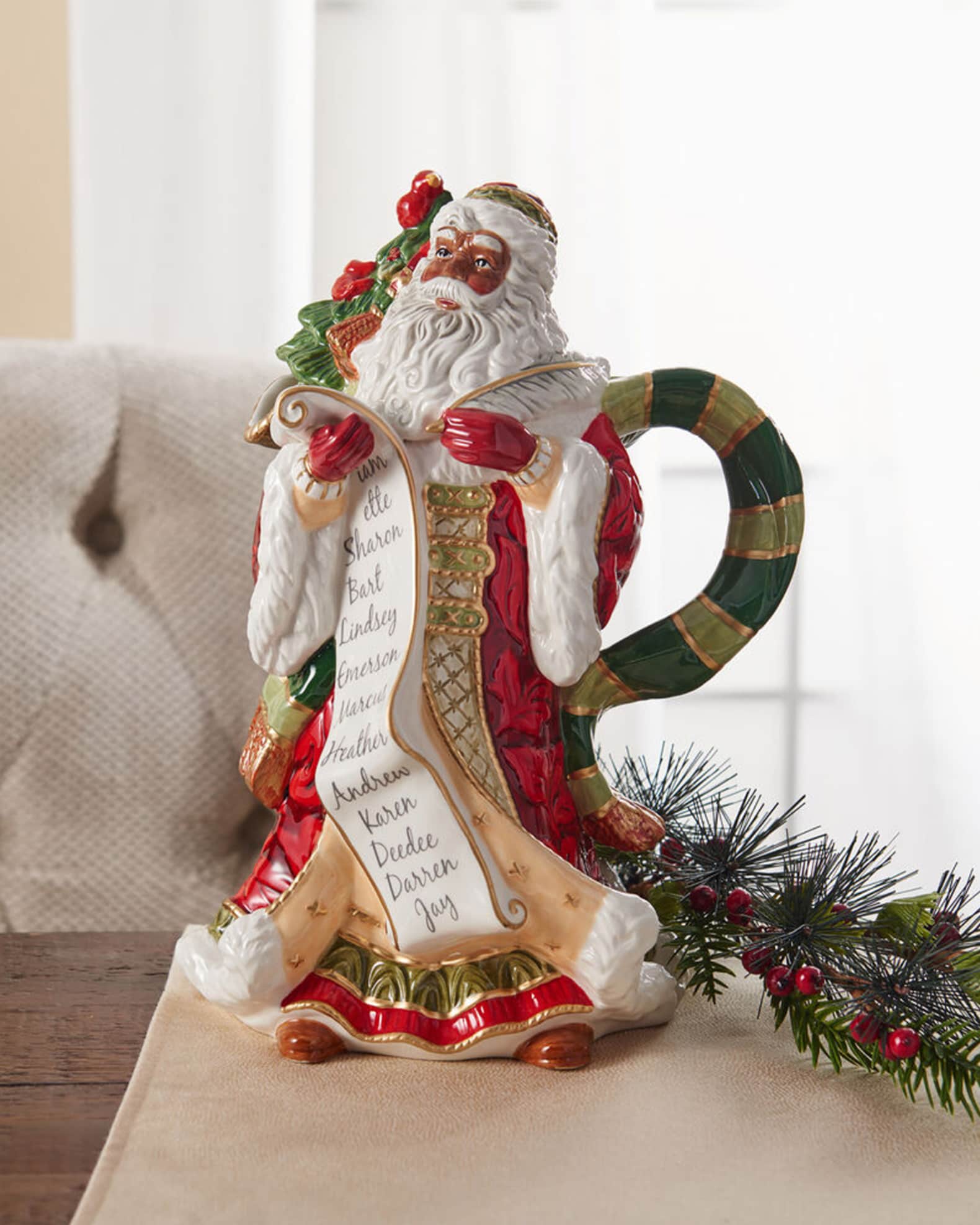 Fitz & Floyd Holiday Santa Pitcher, 48 oz. Neiman Marcus