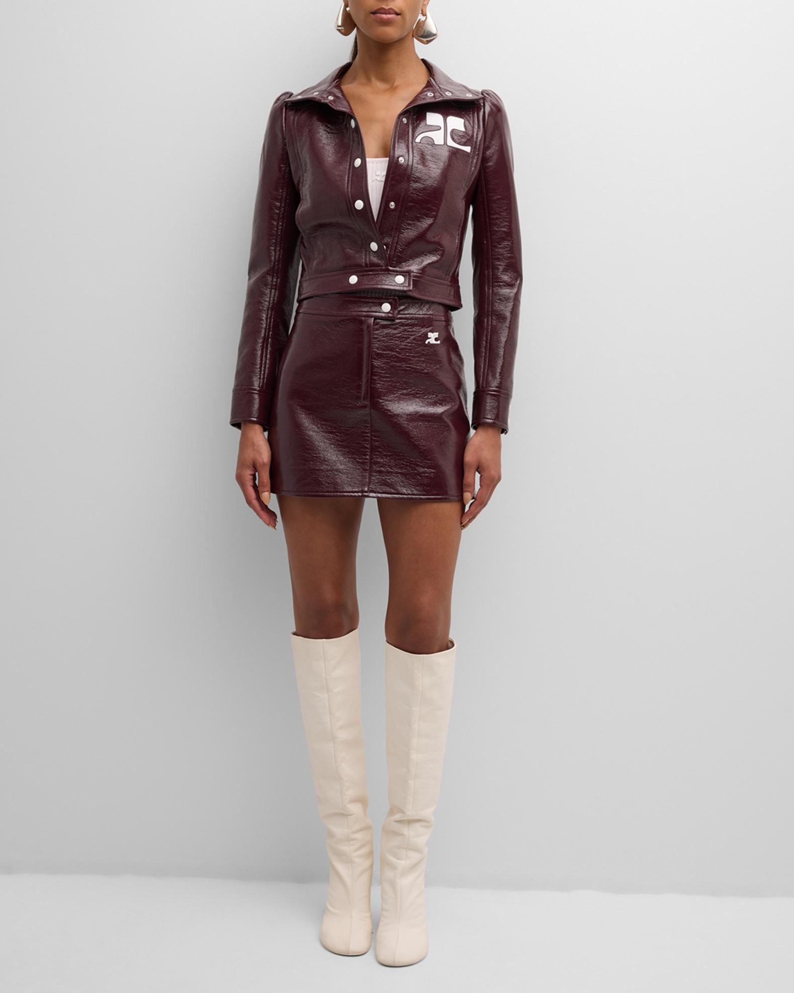 Courreges Textured Vinyl Crop Jacket | Neiman Marcus