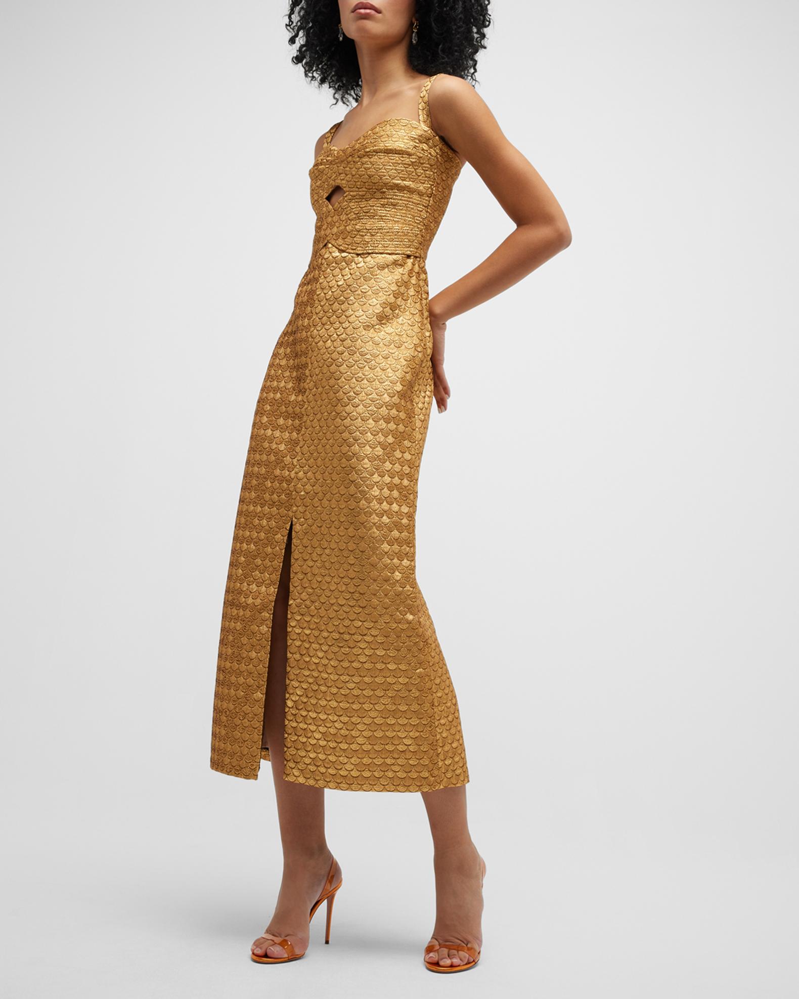 johanna ortiz ideal universe jacquard midi dress in gold CJLY198122502BY