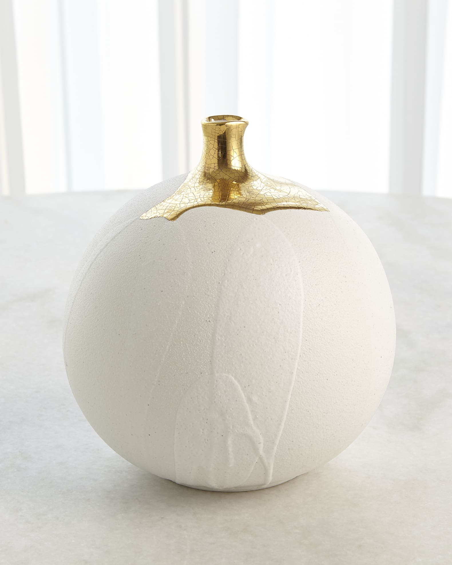 Large Golden Dipped Crackled Ceramic Vase  1