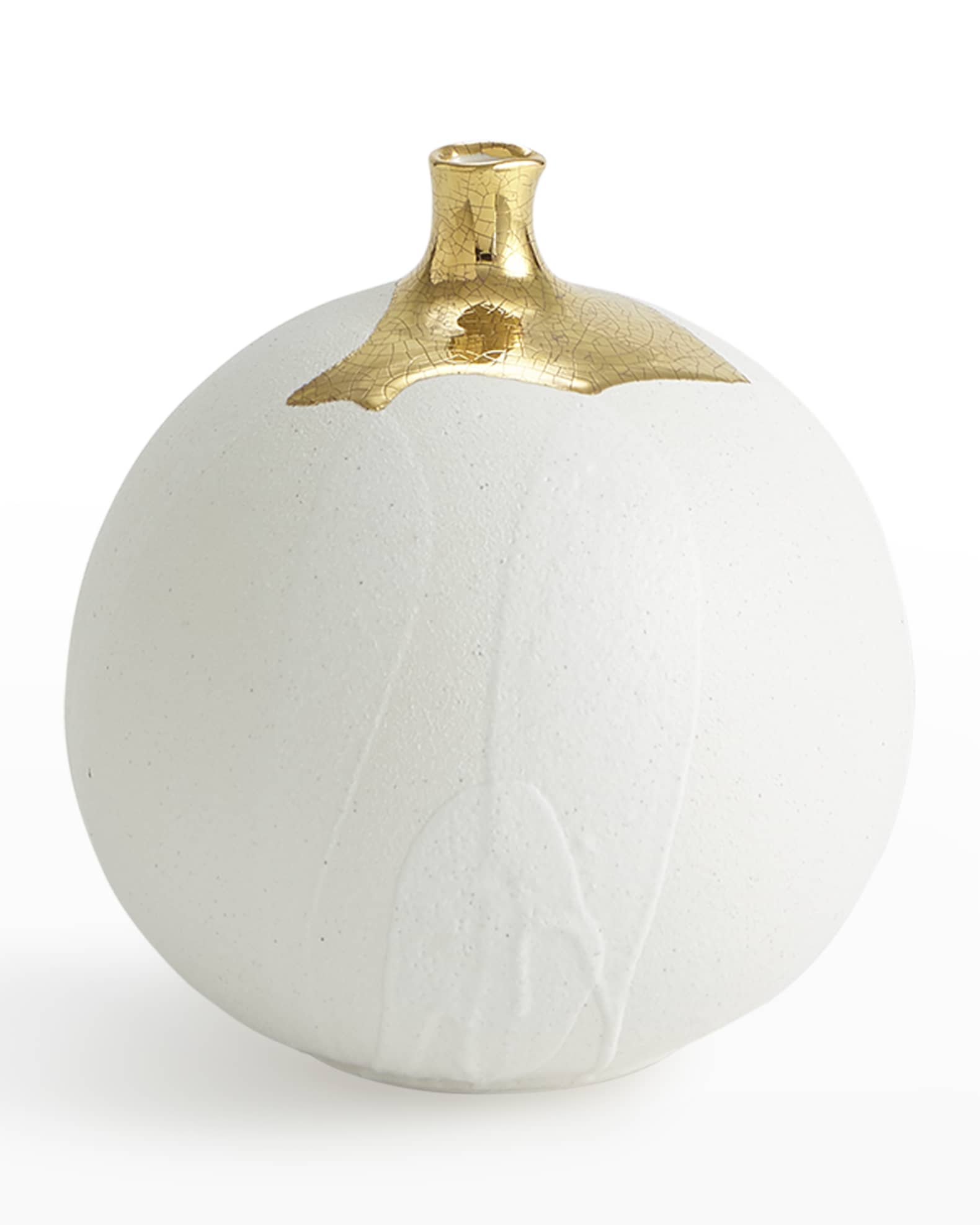 Large Golden Dipped Crackled Ceramic Vase  0