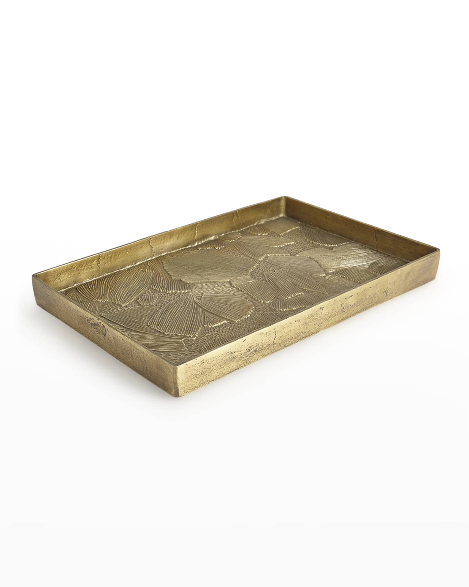 Flora Antiqued Brass Tray  1