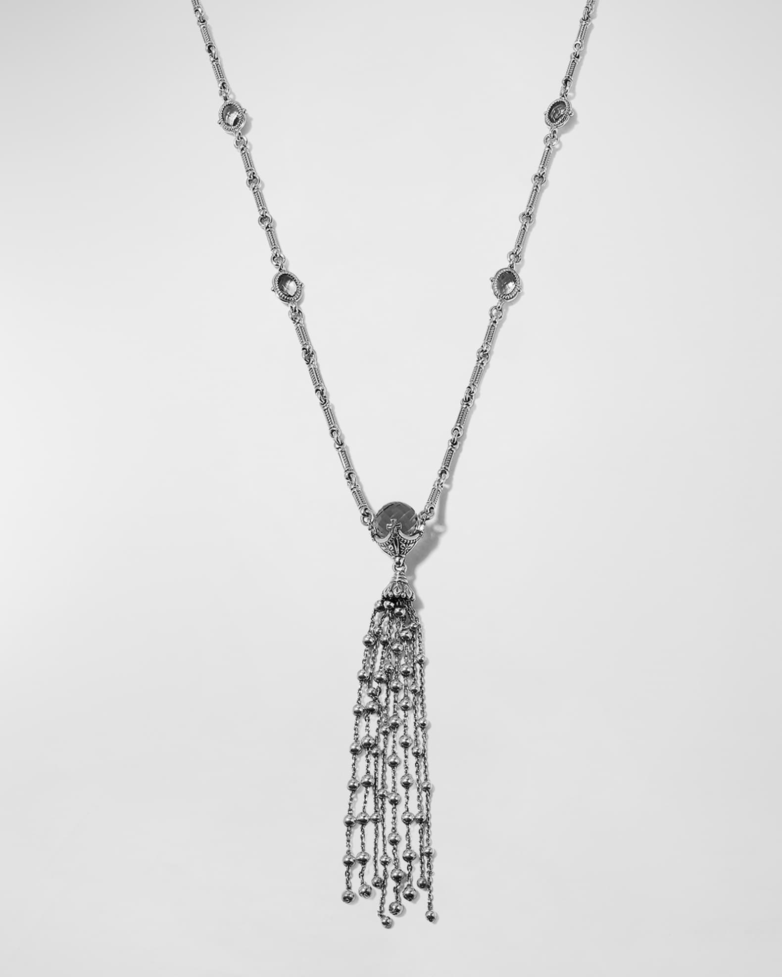 Gold-plated Sterling Silver Amethyst and Labradorite Fringe Tassel Necklace