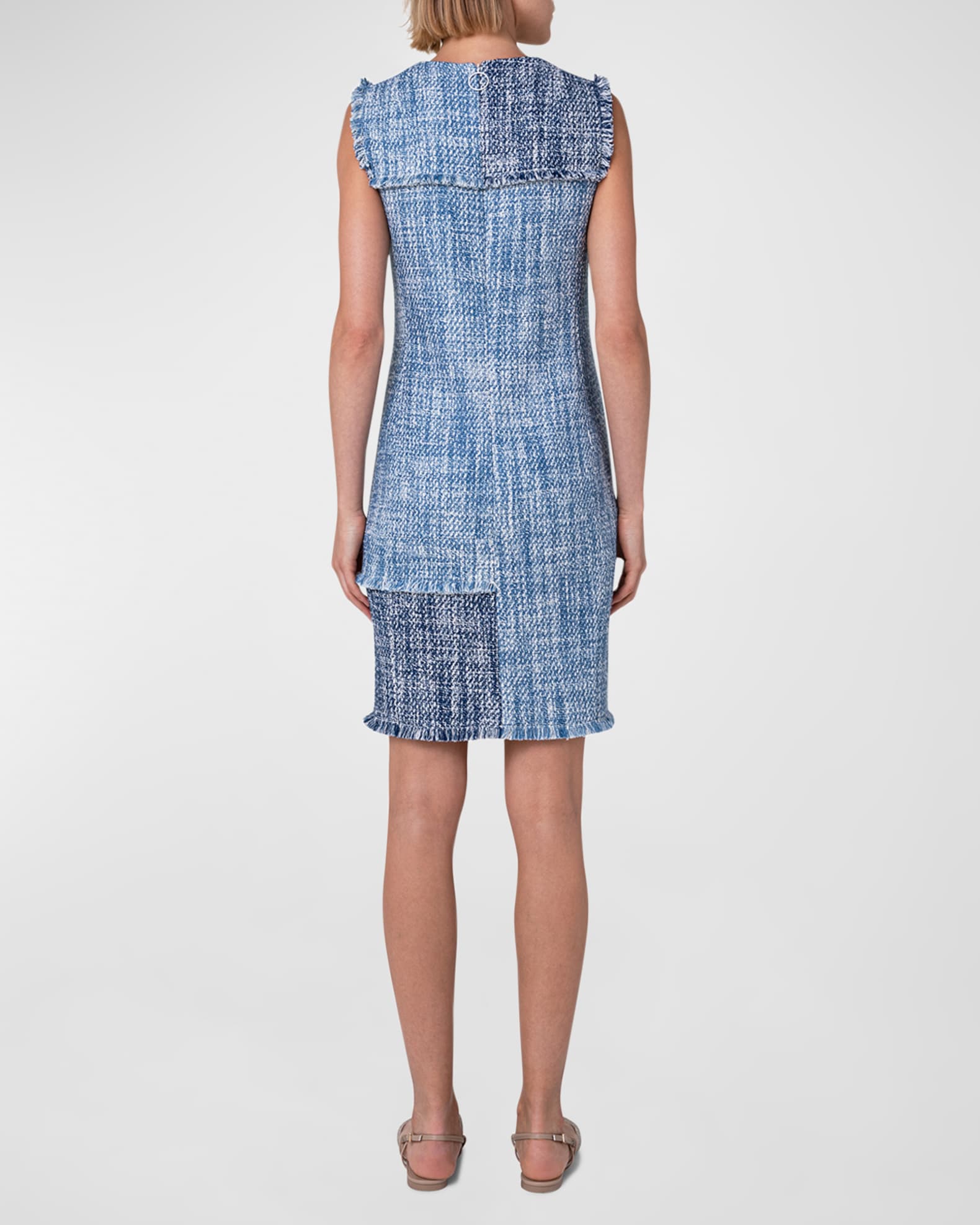 Akris punto Paneled Fringe-Seam Tweed Dress | Neiman Marcus