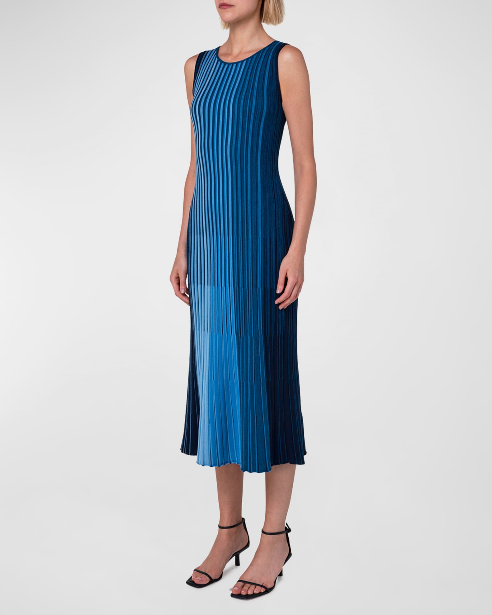 Akris punto Stripe Detail Wool Midi Dress | Neiman Marcus