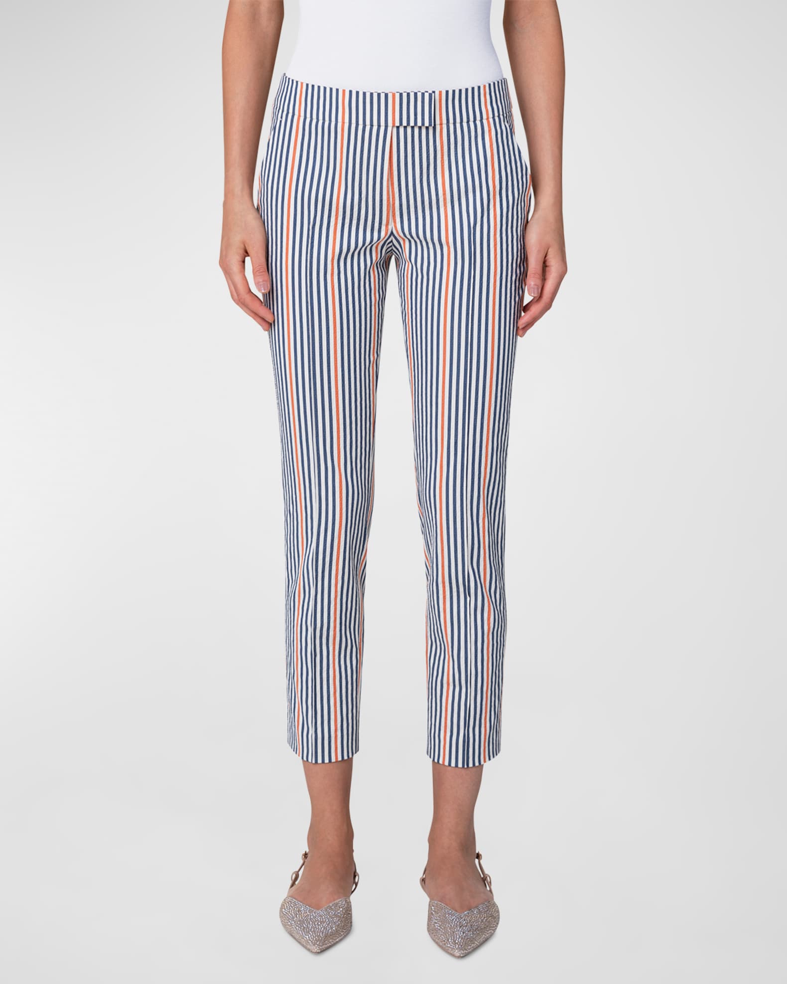 Akris punto Frankie Striped StraightLeg Crop Pants Neiman Marcus