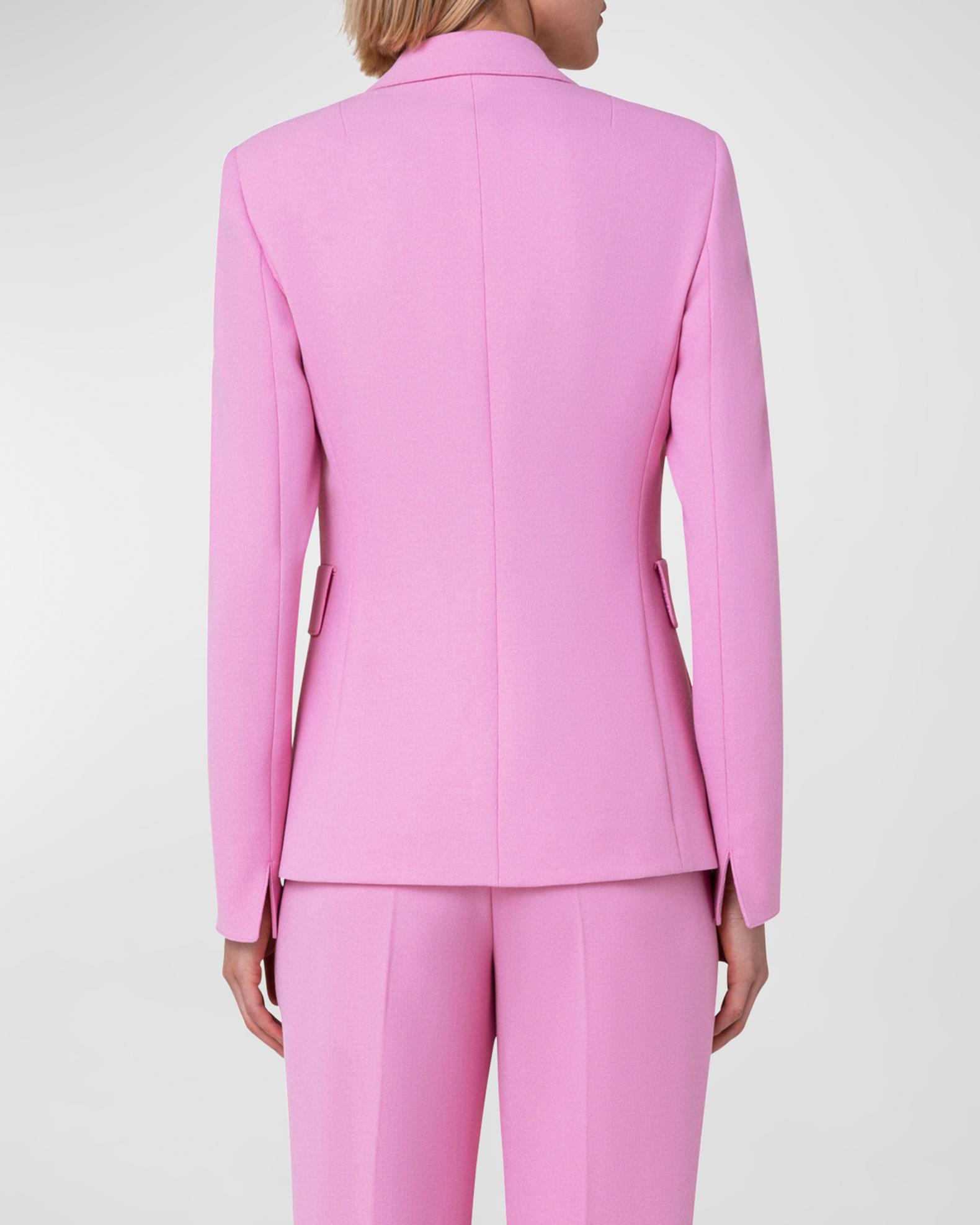 Pantalon Ceinturé Conique Akris Punto - Taille 44 (US 12) - Crêpe Sablé Rose - Neuf Avec étiquette