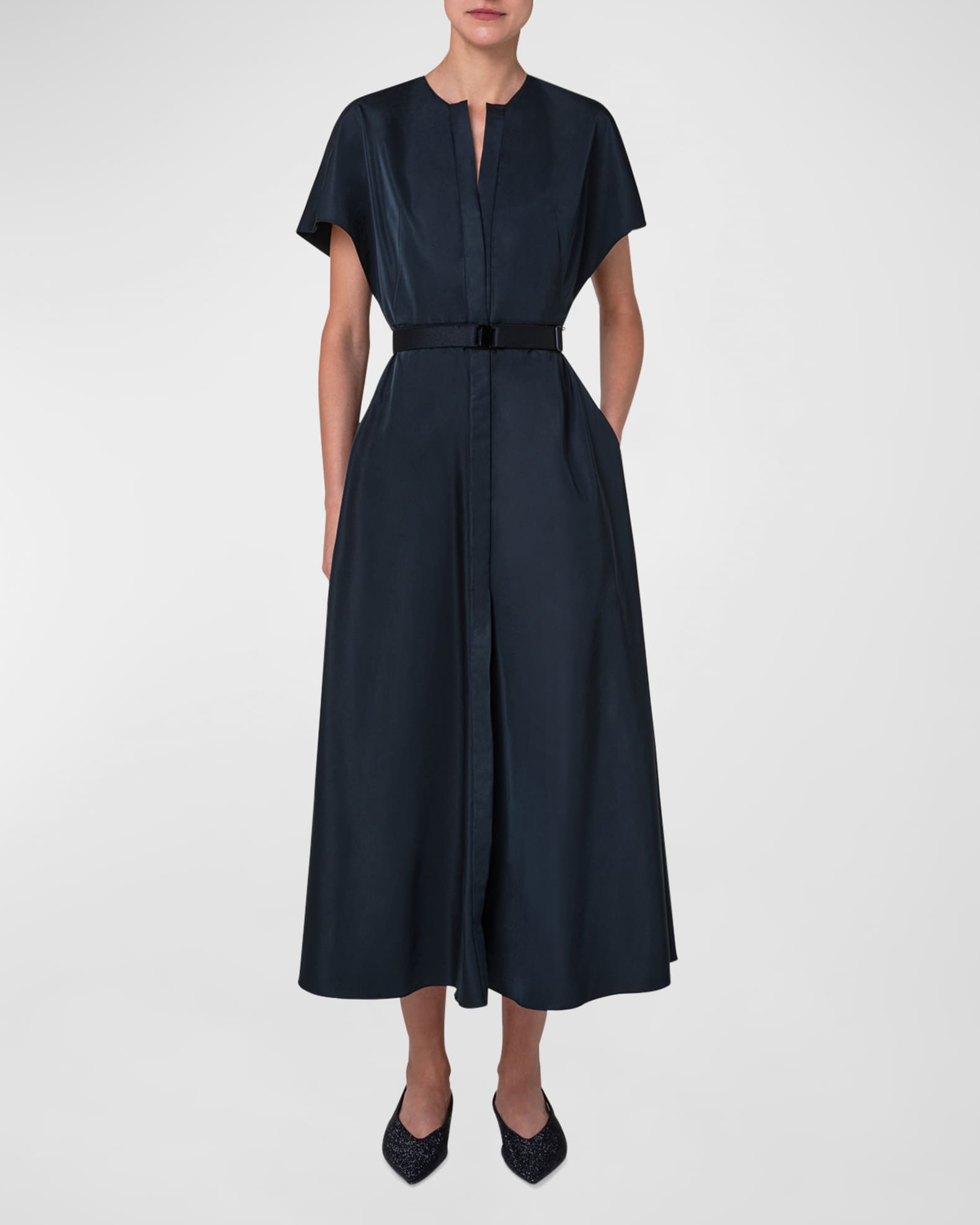 Akris punto Belted Kimono Midi Dress | Neiman Marcus