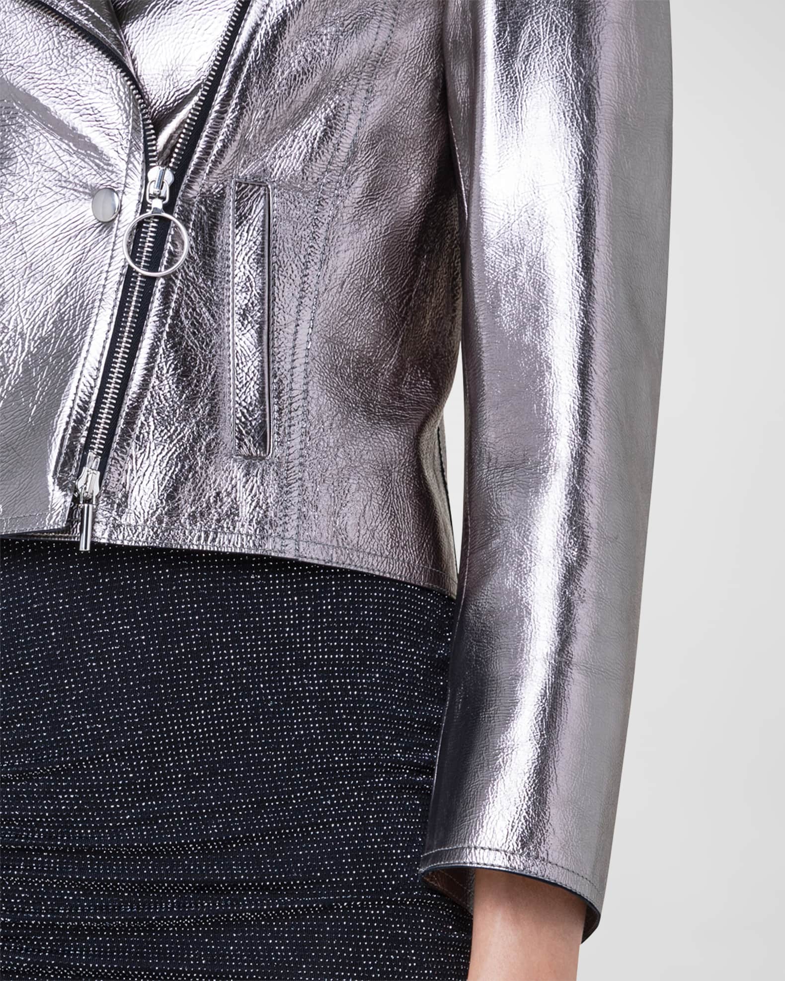 Akris punto Metallic Biker Jacket Neiman Marcus