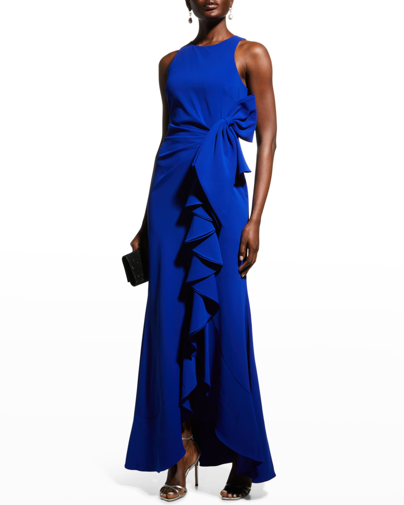 badgley mischka formal dresses Badgley Mischka Beaded Cuff Drape Matte Jersey Gown – By Request main image 1