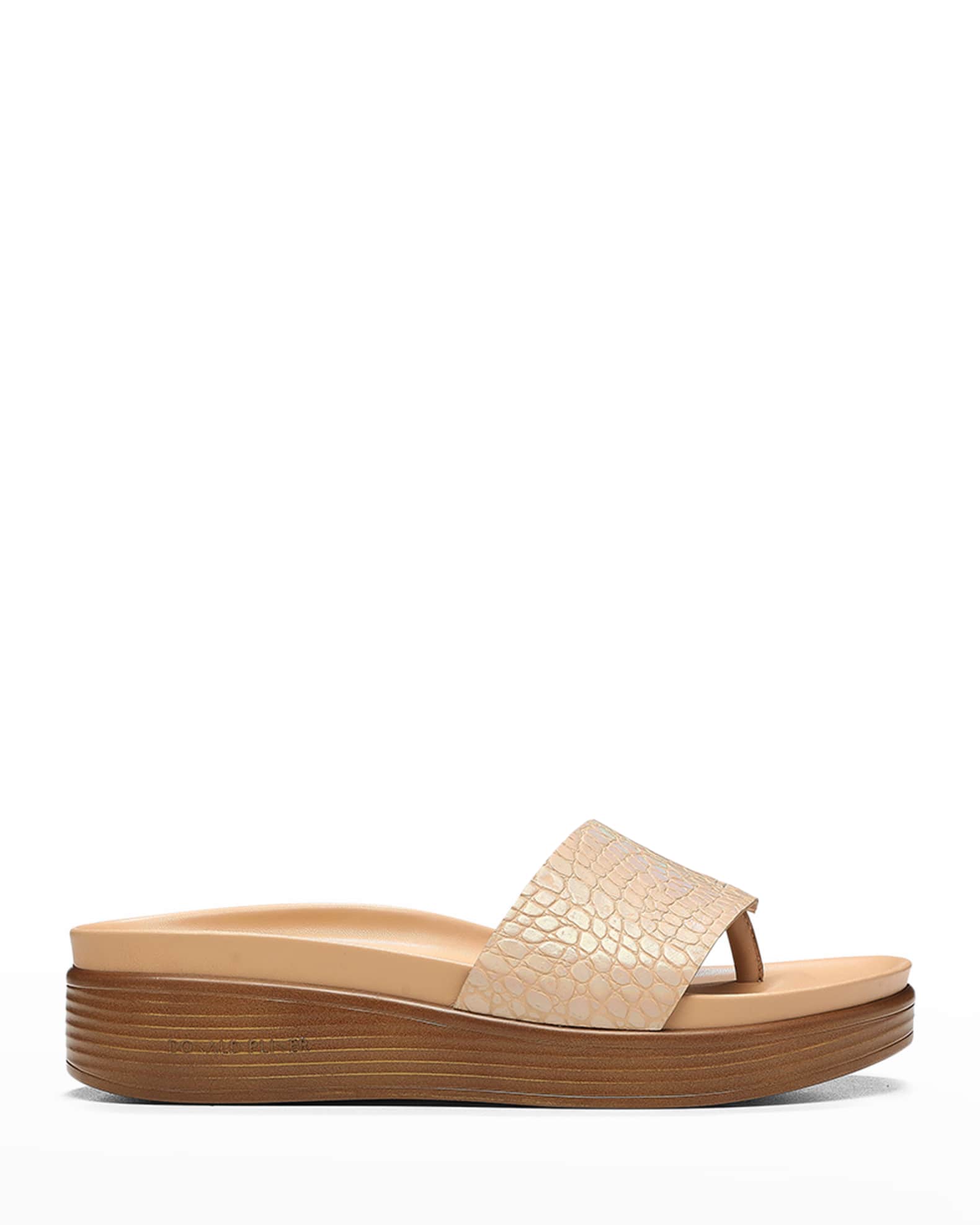 Donald J Pliner Fifi Croco Wedge Thong Sandals | Neiman Marcus