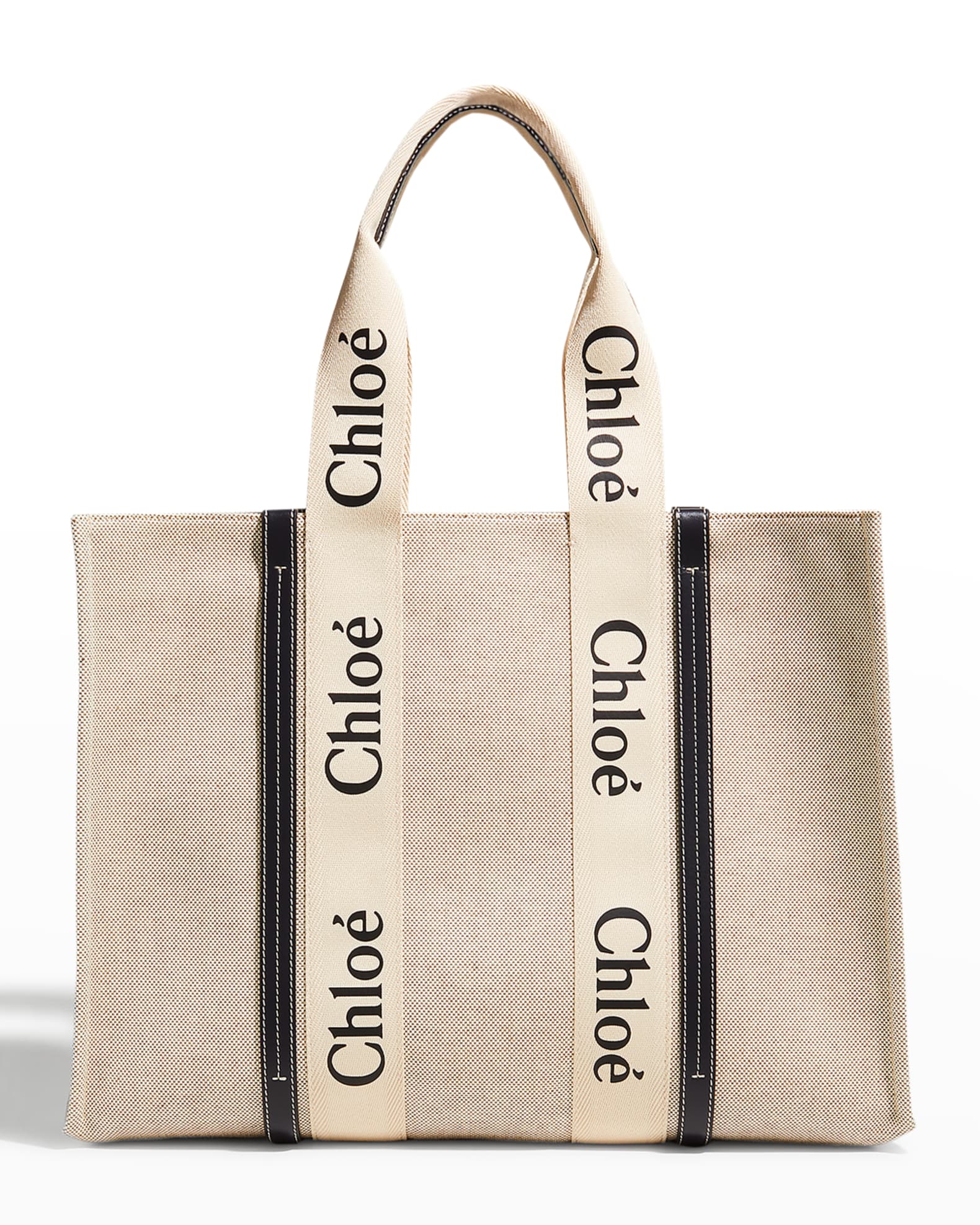 Chloe Woody Large Logo Canvas Tote Bag | Neiman Marcus