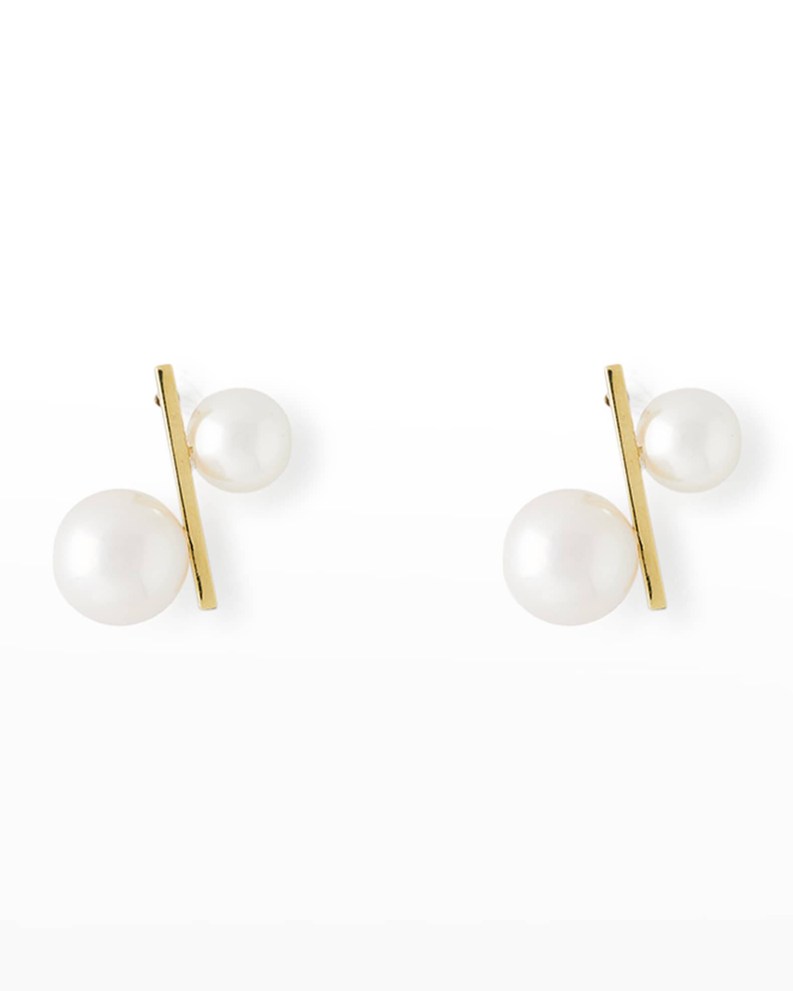 Pearls By Shari 18K Yellow Gold 5 8mm Akoya 4 Pearl Bar Earrings